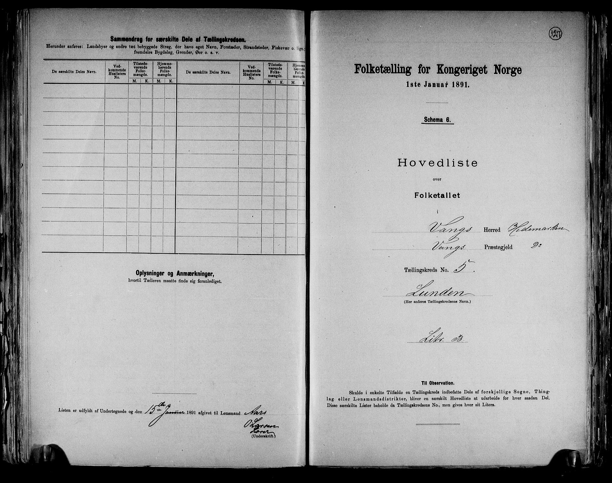 RA, 1891 census for 0414 Vang, 1891, p. 23
