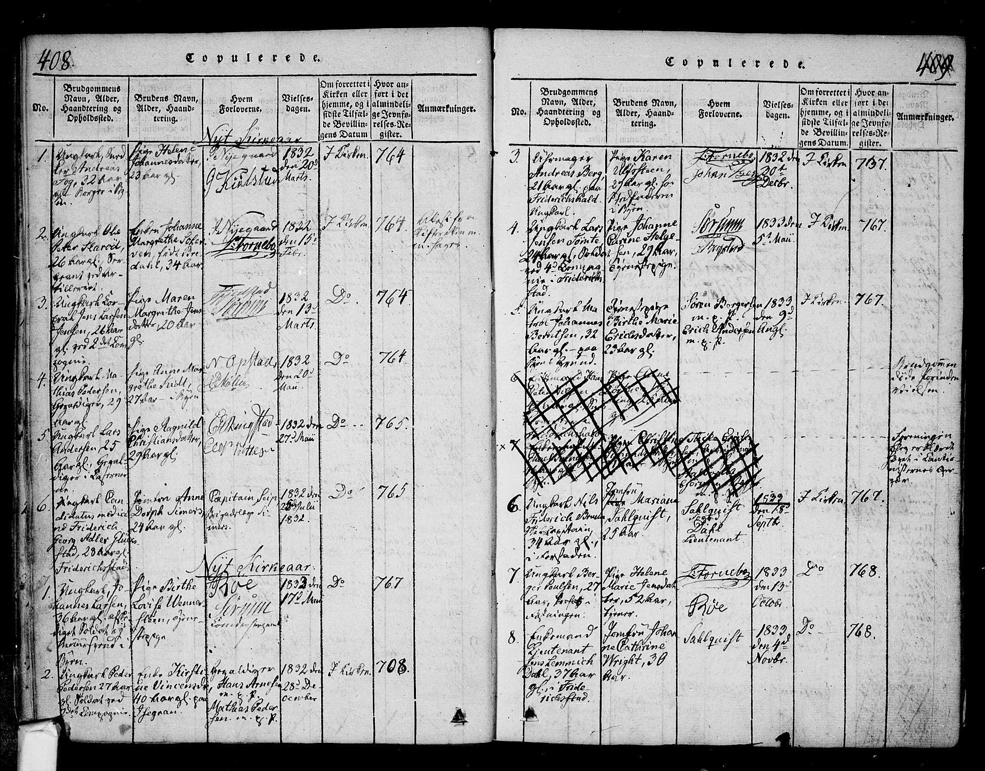Fredrikstad prestekontor Kirkebøker, AV/SAO-A-11082/F/Fa/L0004: Parish register (official) no. 4, 1816-1834, p. 408-409