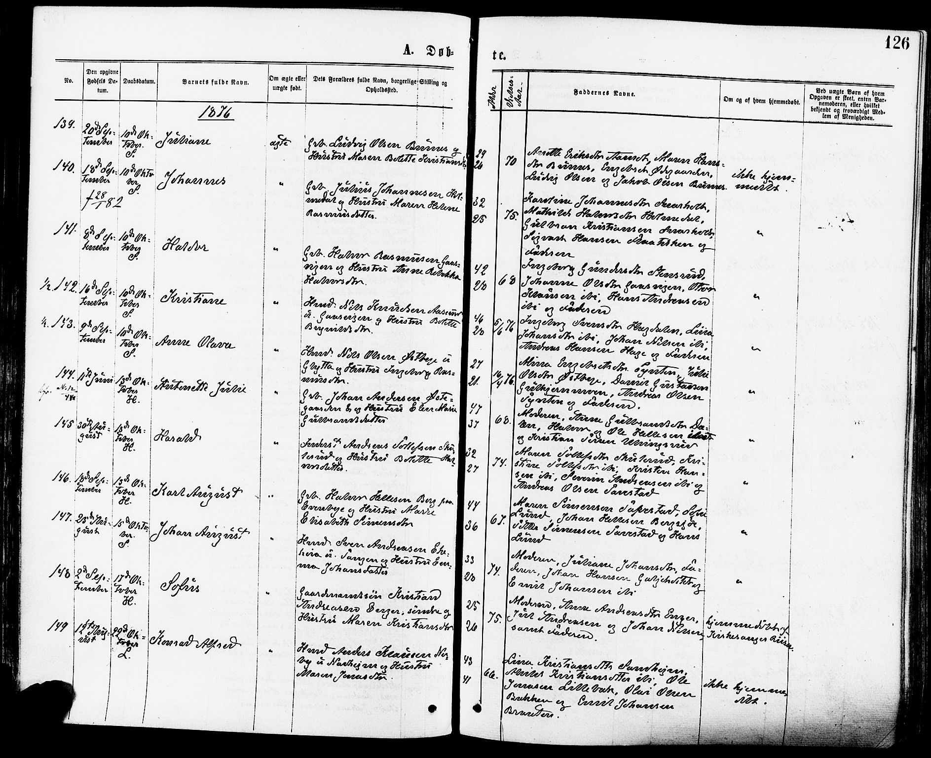 Høland prestekontor Kirkebøker, AV/SAO-A-10346a/F/Fa/L0012.a: Parish register (official) no. I 12A, 1869-1879, p. 126