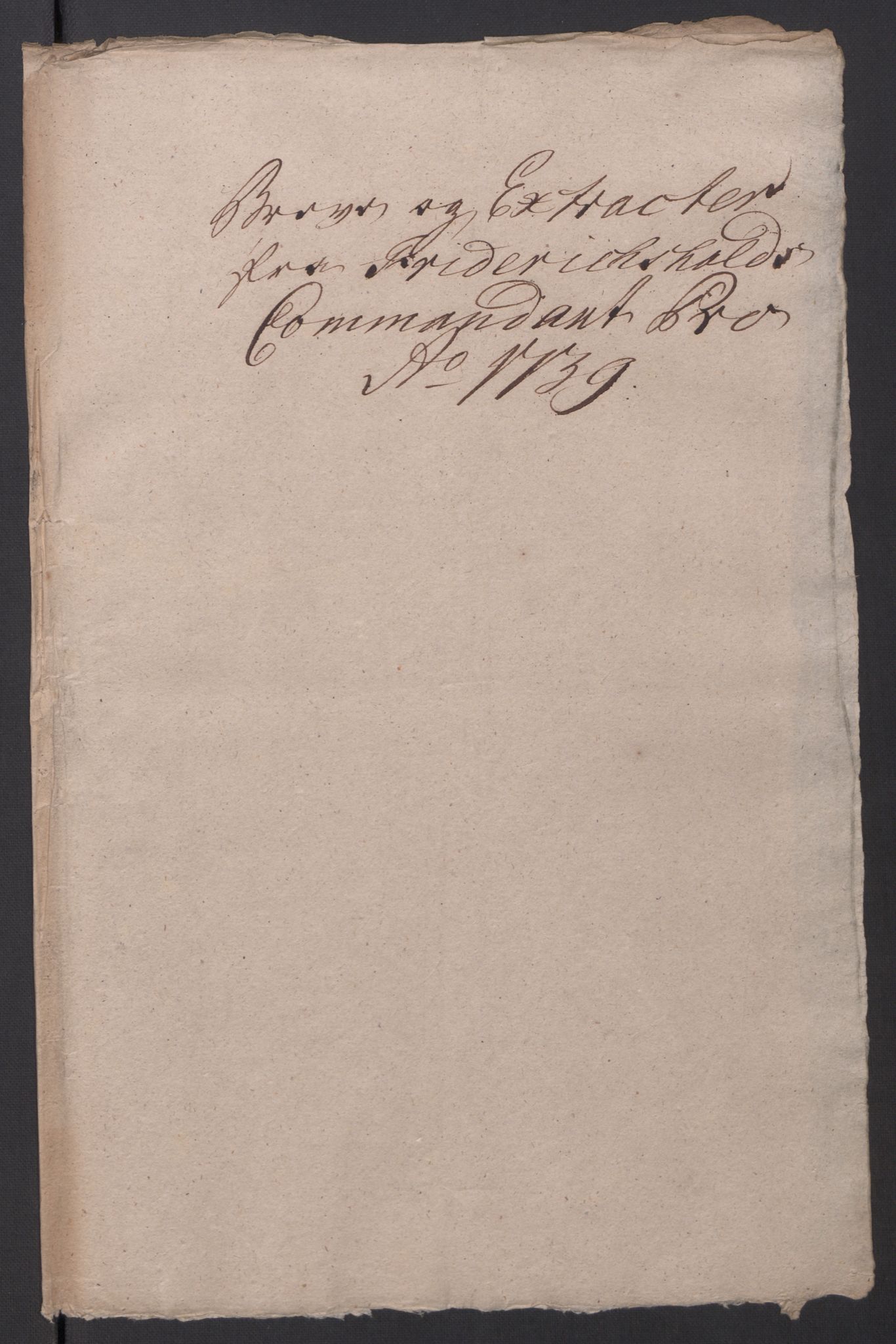 Kommanderende general (KG I) med Det norske krigsdirektorium, AV/RA-EA-5419/D/L0154: Fredriksten festning: Brev, inventarfortegnelser og regnskapsekstrakter, 1730-1739, p. 672