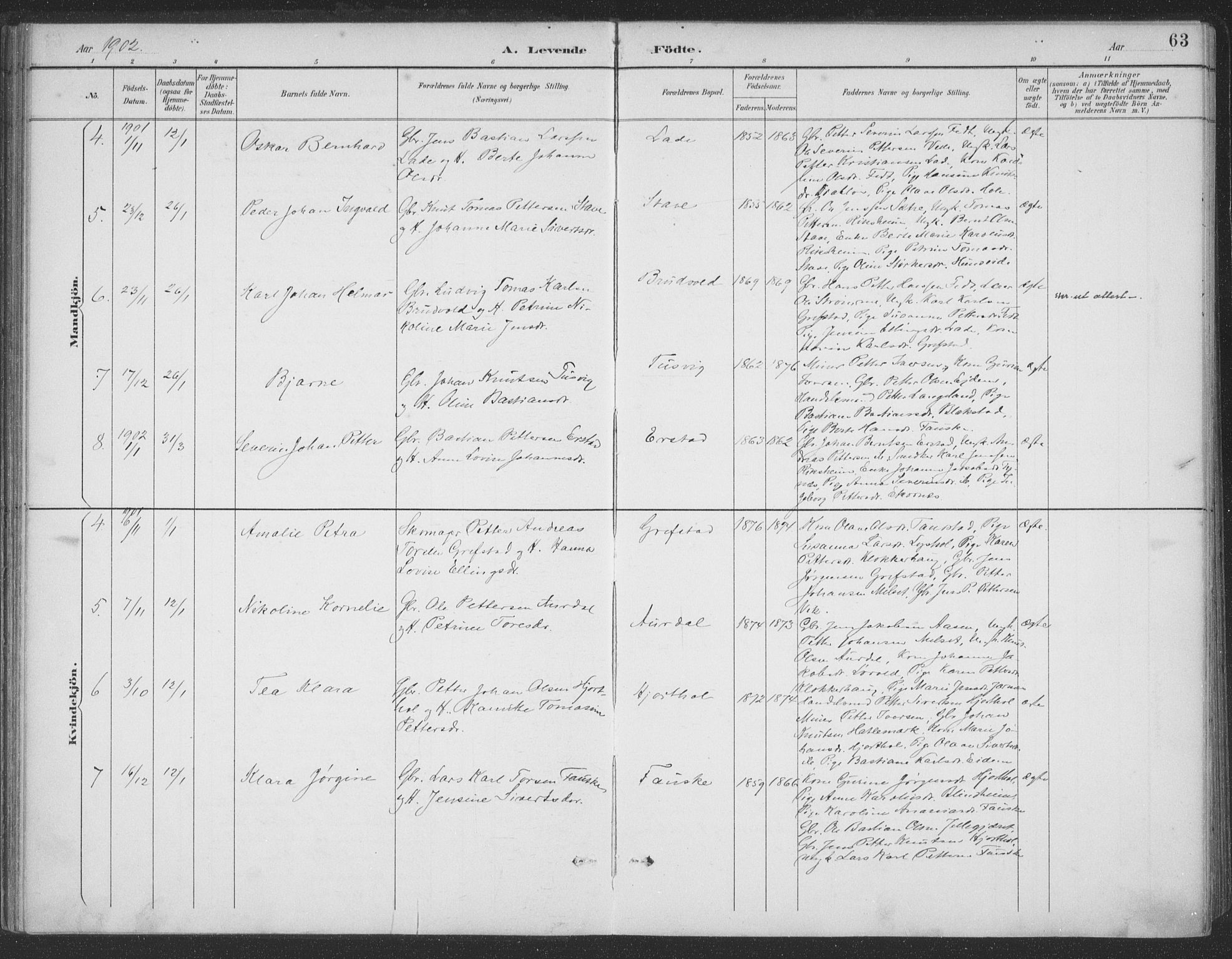 Ministerialprotokoller, klokkerbøker og fødselsregistre - Møre og Romsdal, SAT/A-1454/523/L0335: Parish register (official) no. 523A02, 1891-1911, p. 63