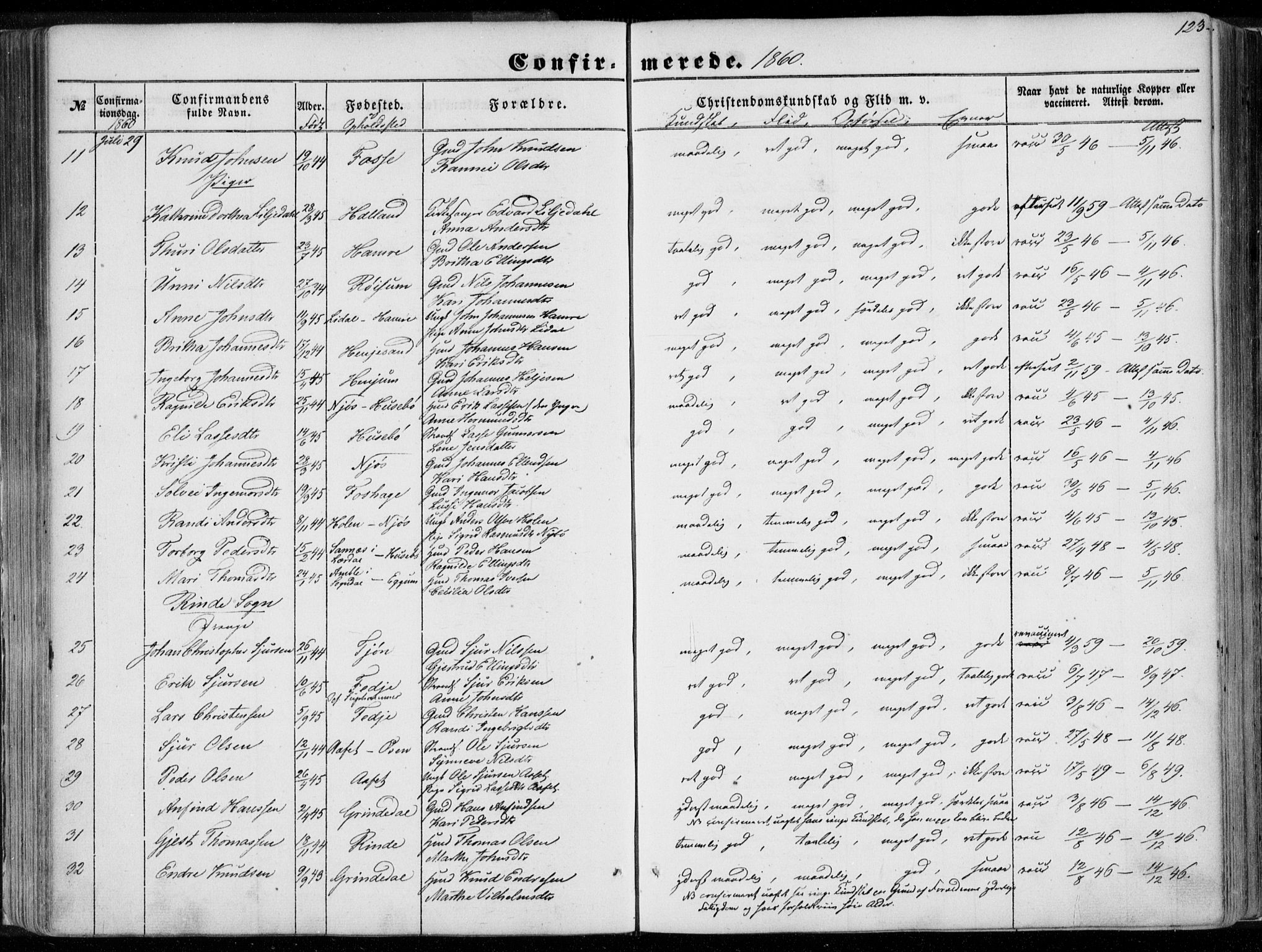 Leikanger sokneprestembete, SAB/A-81001: Parish register (official) no. A 8, 1852-1868, p. 123