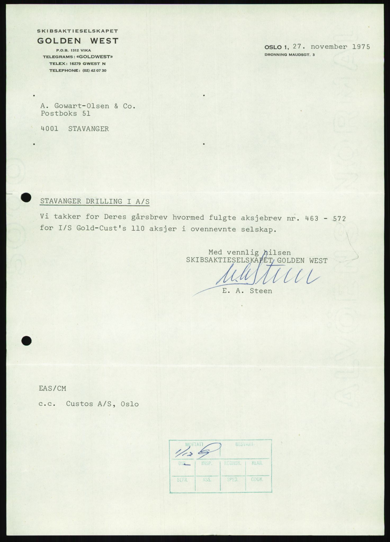 Pa 1503 - Stavanger Drilling AS, AV/SAST-A-101906/D/L0006: Korrespondanse og saksdokumenter, 1974-1984, p. 936