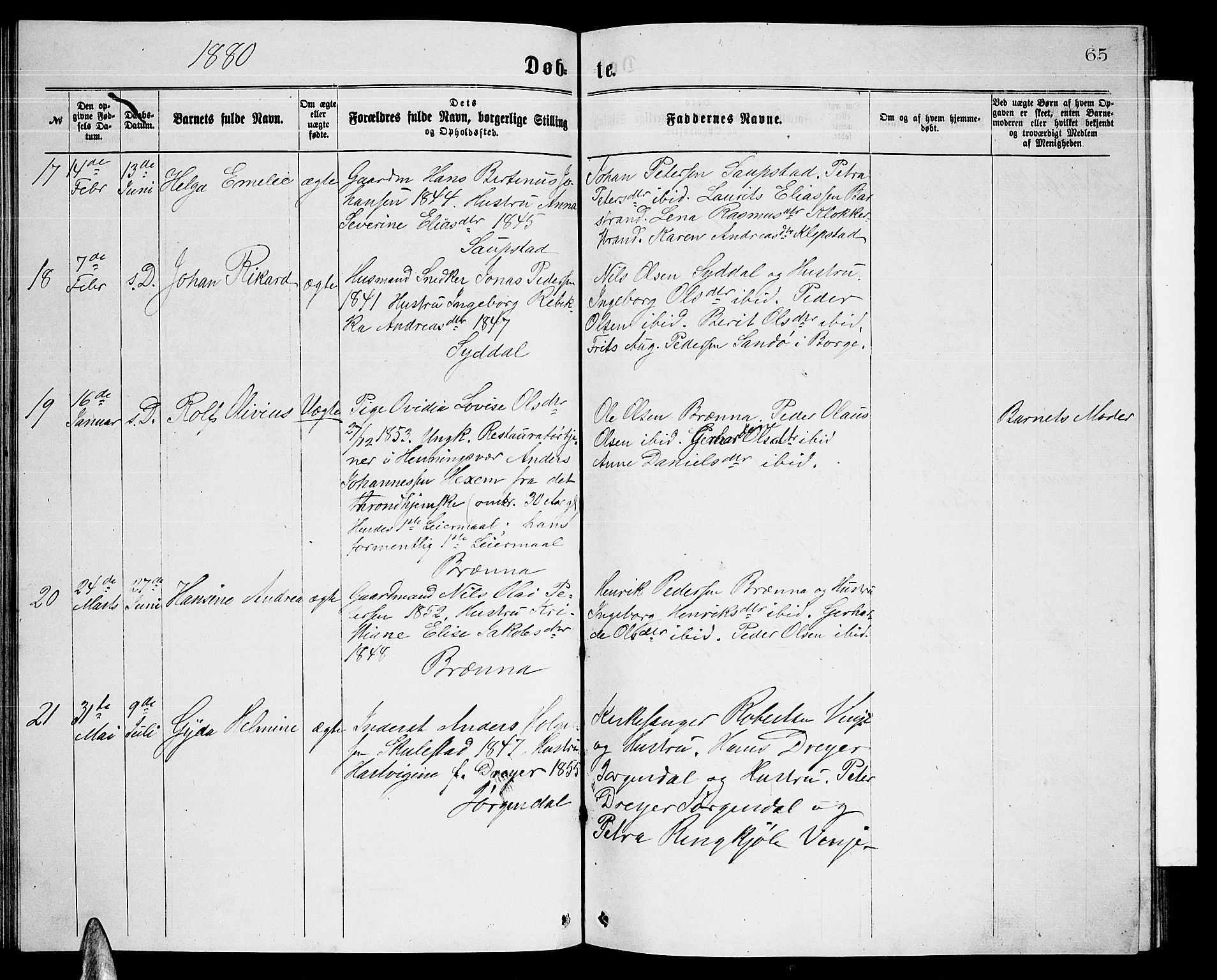 Ministerialprotokoller, klokkerbøker og fødselsregistre - Nordland, AV/SAT-A-1459/876/L1103: Parish register (copy) no. 876C02, 1870-1886, p. 65