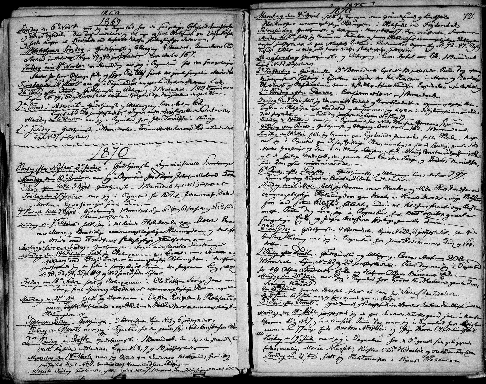 Søndeled sokneprestkontor, SAK/1111-0038/F/Fa/L0003: Parish register (official) no. A 3, 1861-1879, p. 721