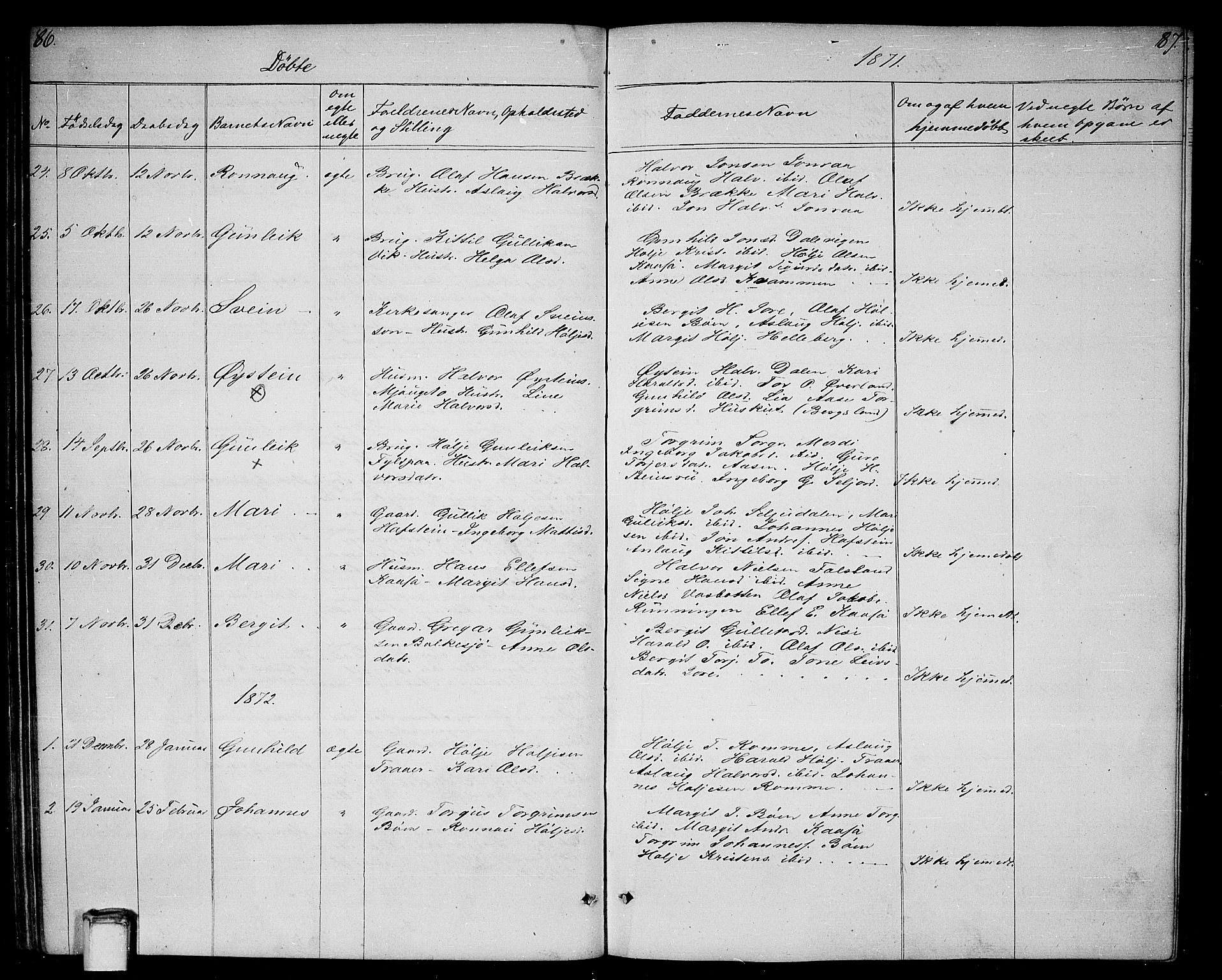 Gransherad kirkebøker, SAKO/A-267/G/Ga/L0002: Parish register (copy) no. I 2, 1854-1886, p. 86-87