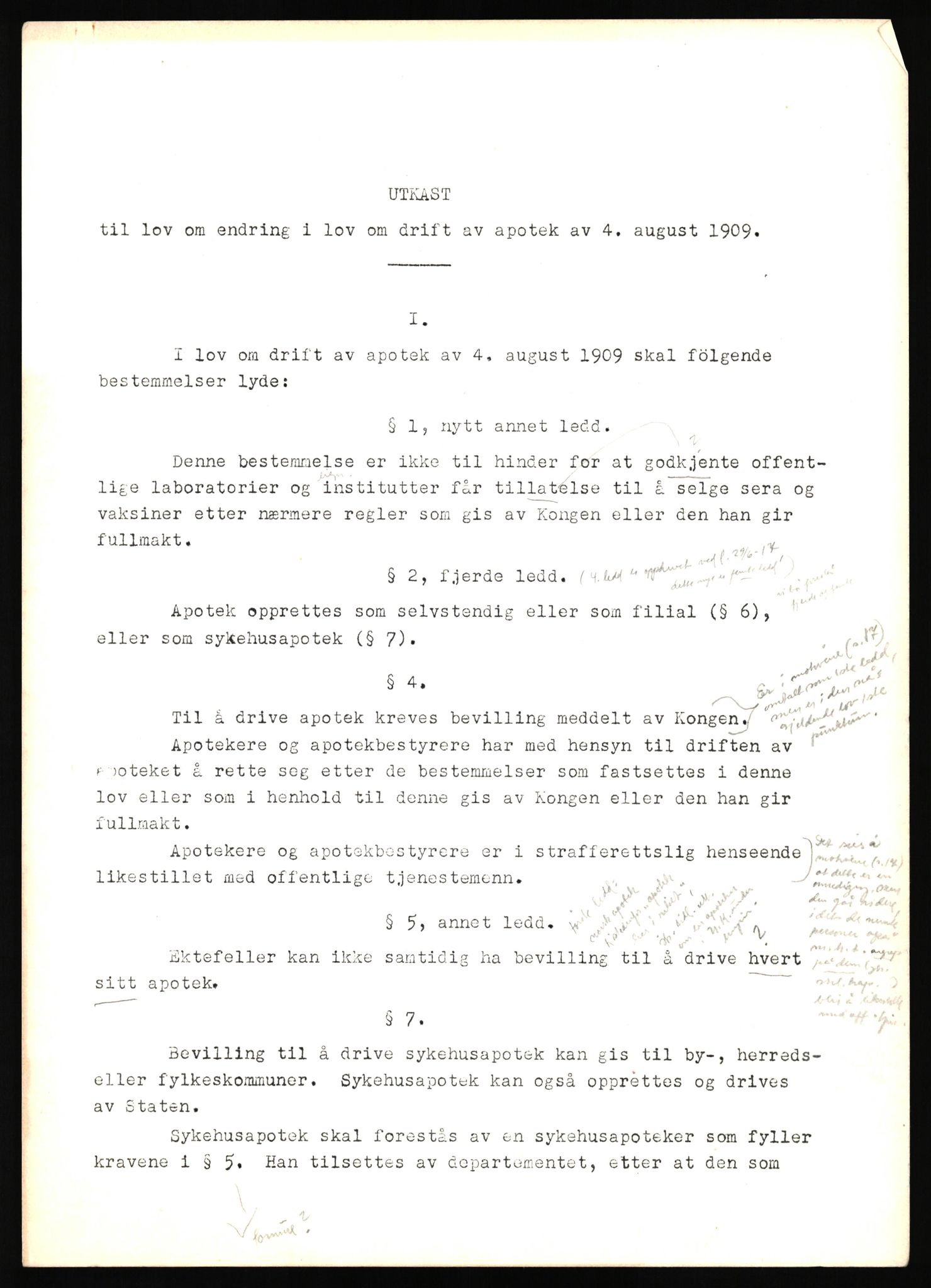 Justisdepartementet, Lovavdelingen, AV/RA-S-3212/D/Dh/L0284/0001: Lover / Uttalelser om lovutkast: Jnr. 455 - 1757. 3 mapper, 1950, p. 6