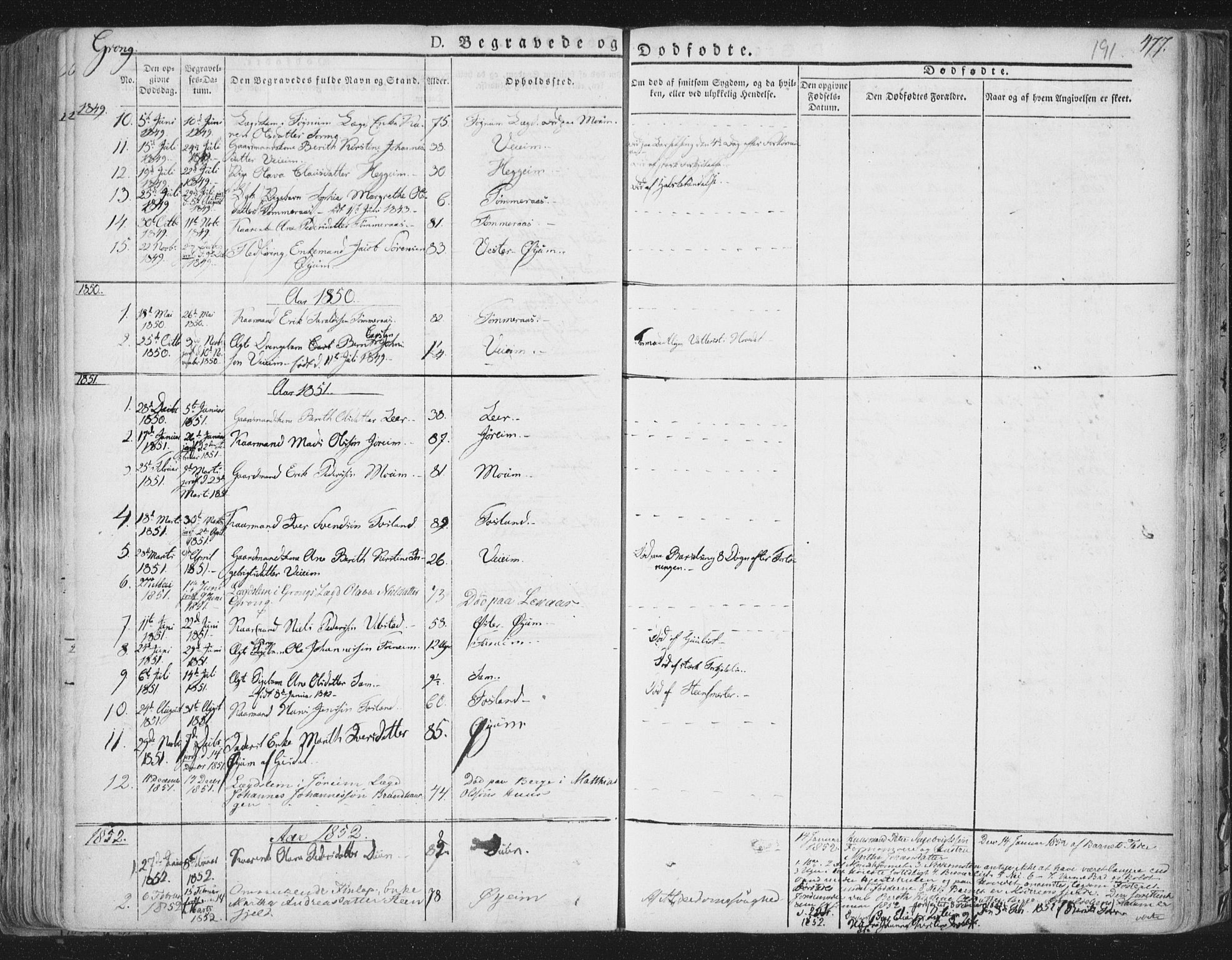 Ministerialprotokoller, klokkerbøker og fødselsregistre - Nord-Trøndelag, SAT/A-1458/758/L0513: Parish register (official) no. 758A02 /1, 1839-1868, p. 191