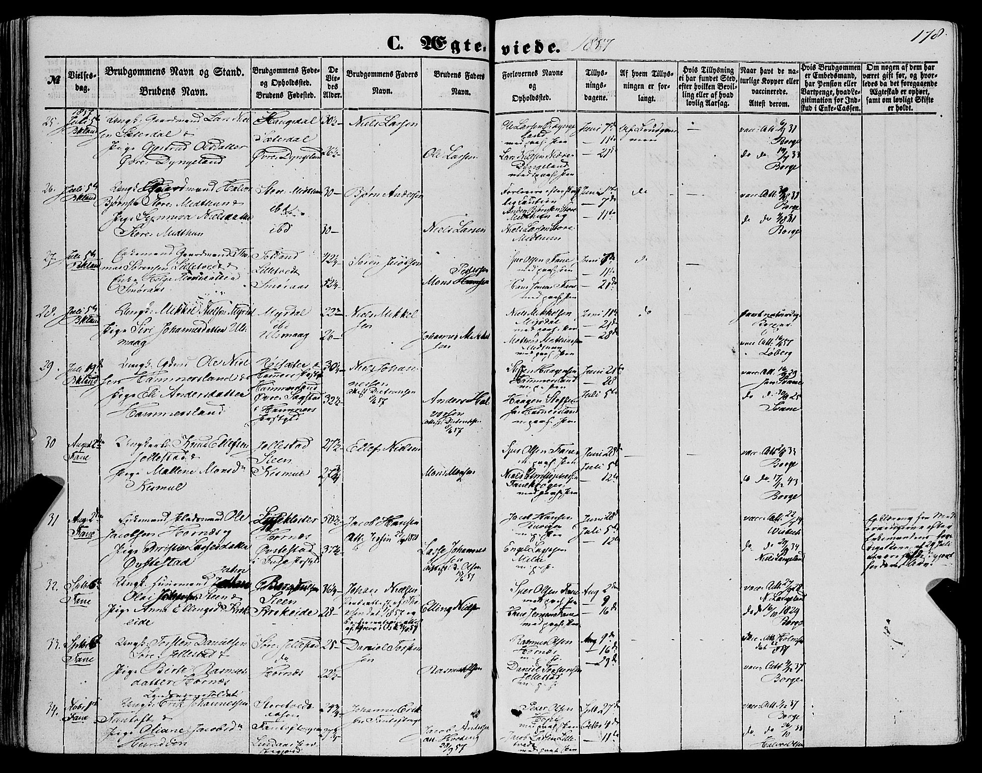 Fana Sokneprestembete, AV/SAB-A-75101/H/Haa/Haaa/L0011: Parish register (official) no. A 11, 1851-1862, p. 178