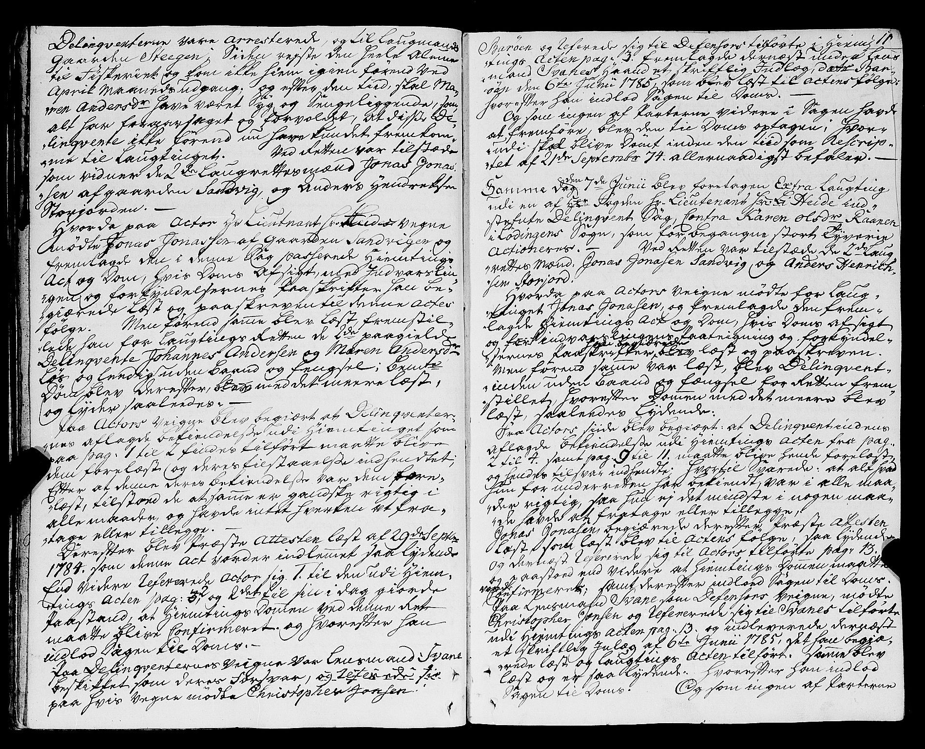 Nordland og Finnmarks lagstol, AV/SAT-A-5608/X/L0016: Lagtingsprotokoll, 1784-1797, p. 11