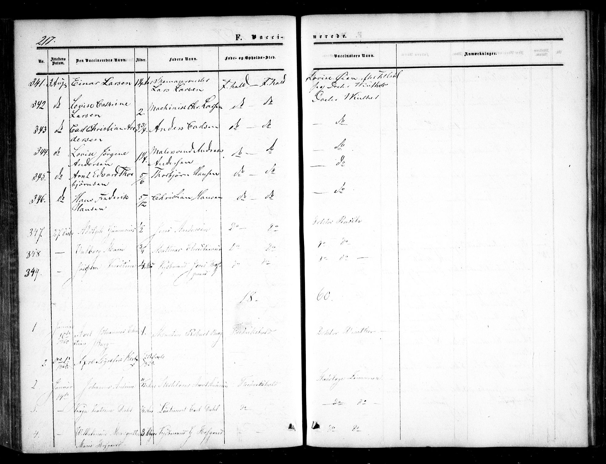 Halden prestekontor Kirkebøker, AV/SAO-A-10909/F/Fa/L0008: Parish register (official) no. I 8, 1857-1865, p. 217