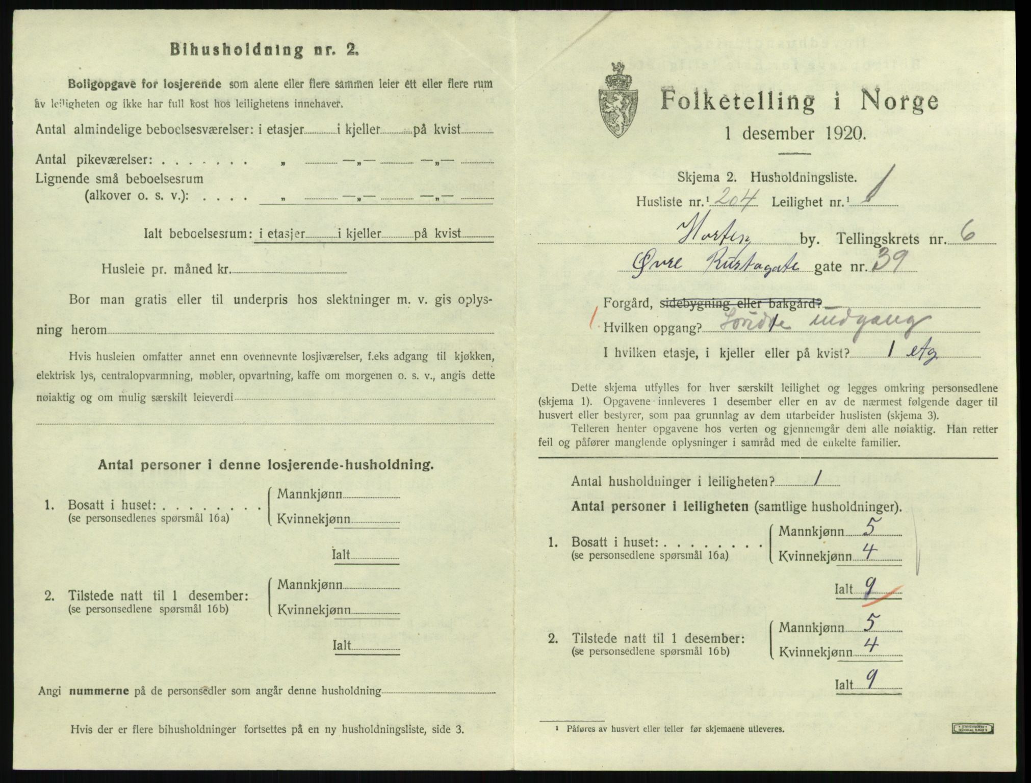 SAKO, 1920 census for Horten, 1920, p. 7175