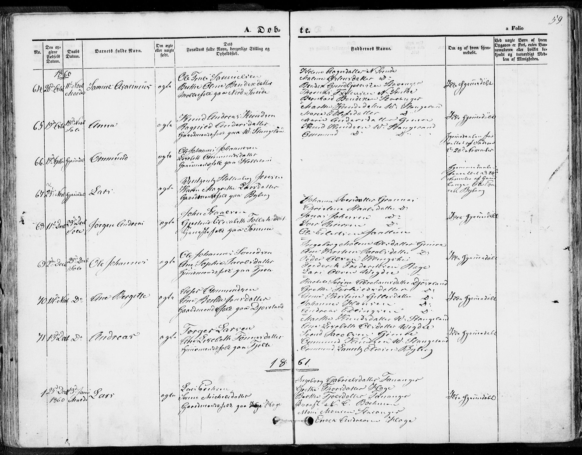 Håland sokneprestkontor, SAST/A-101802/001/30BA/L0007: Parish register (official) no. A 7.1, 1854-1870, p. 59