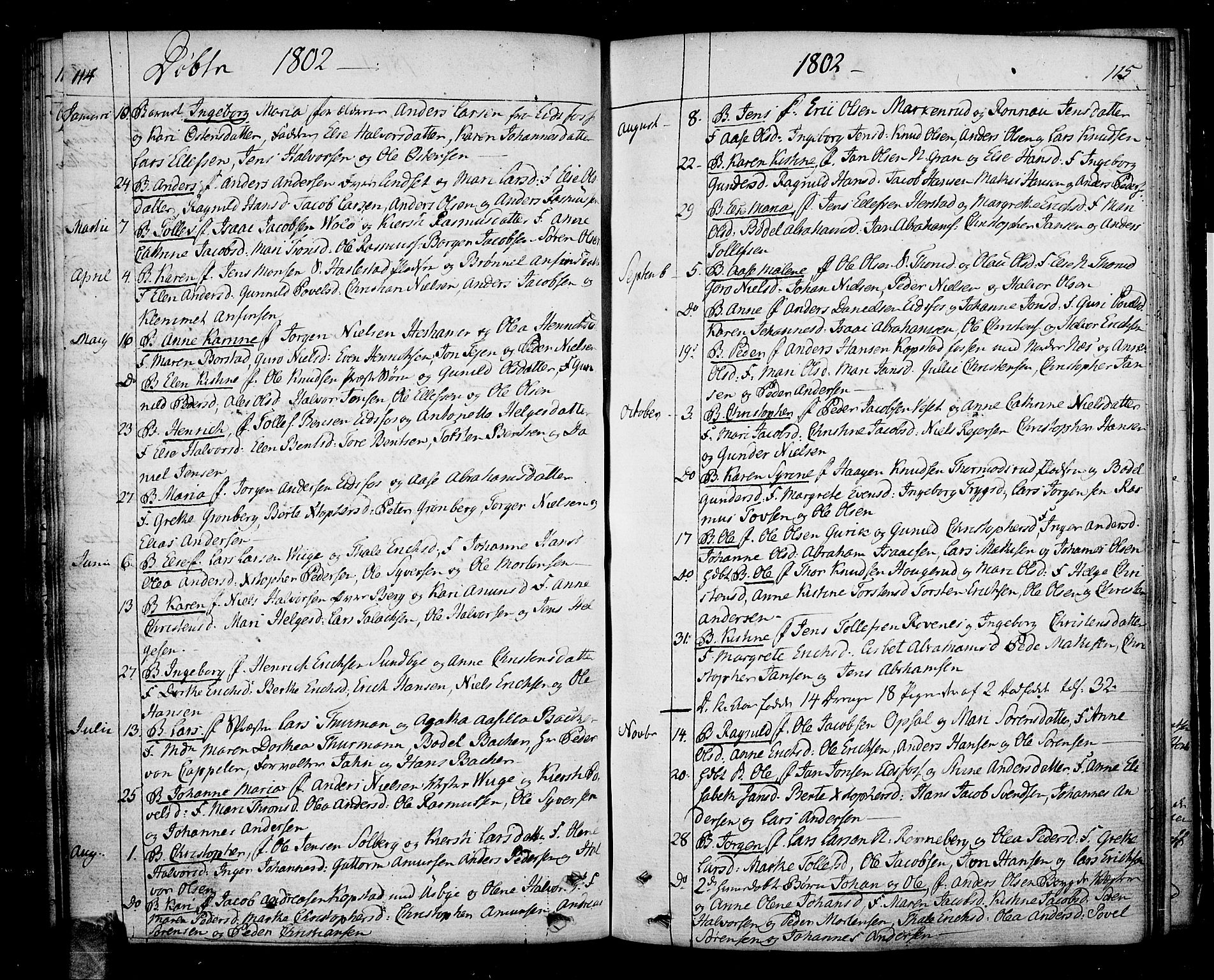Hof kirkebøker, SAKO/A-64/F/Fa/L0003: Parish register (official) no. I 3, 1782-1814, p. 114-115