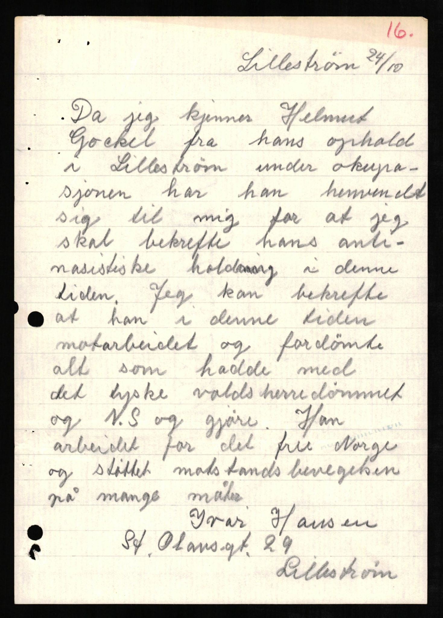 Forsvaret, Forsvarets overkommando II, AV/RA-RAFA-3915/D/Db/L0010: CI Questionaires. Tyske okkupasjonsstyrker i Norge. Tyskere., 1945-1946, p. 41