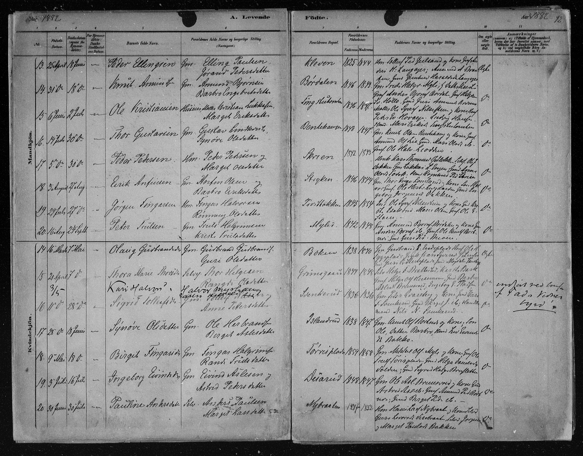 Nes kirkebøker, SAKO/A-236/F/Fa/L0011: Parish register (official) no. 11, 1881-1912, p. 12