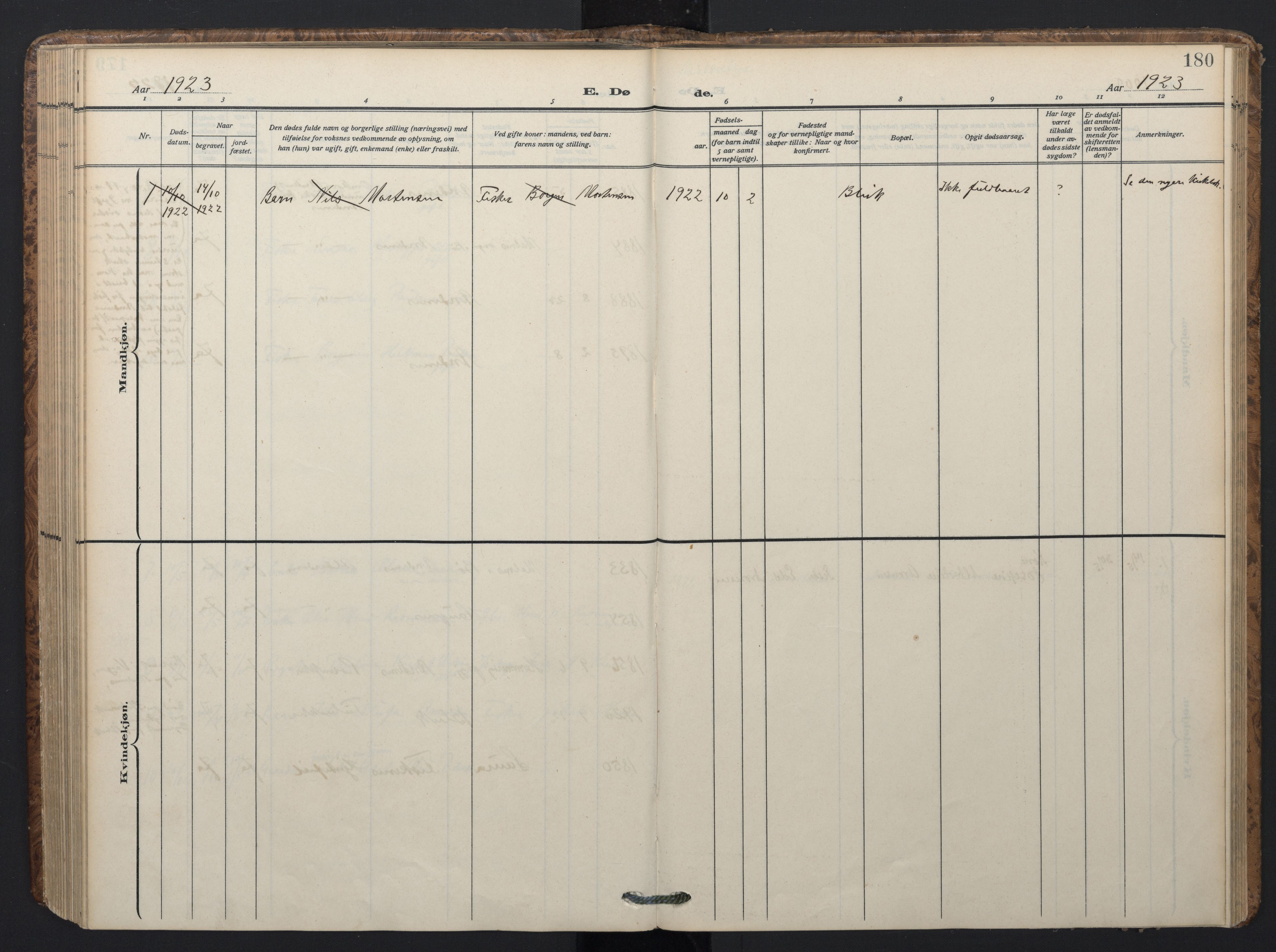 Ministerialprotokoller, klokkerbøker og fødselsregistre - Nordland, SAT/A-1459/899/L1438: Parish register (official) no. 899A06, 1909-1922, p. 180