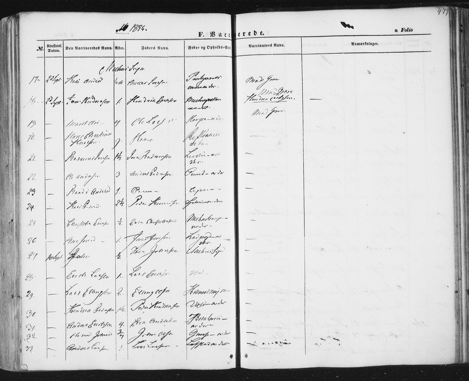 Ministerialprotokoller, klokkerbøker og fødselsregistre - Sør-Trøndelag, AV/SAT-A-1456/691/L1076: Parish register (official) no. 691A08, 1852-1861, p. 479