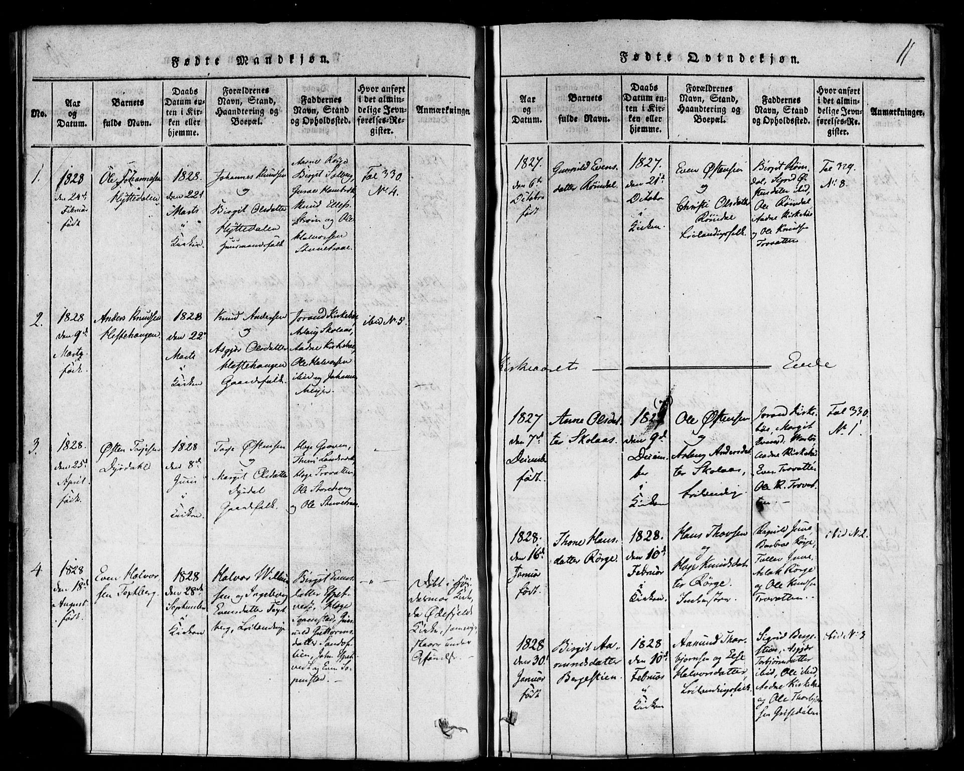Rauland kirkebøker, SAKO/A-292/F/Fa/L0002: Parish register (official) no. 2, 1815-1860, p. 11