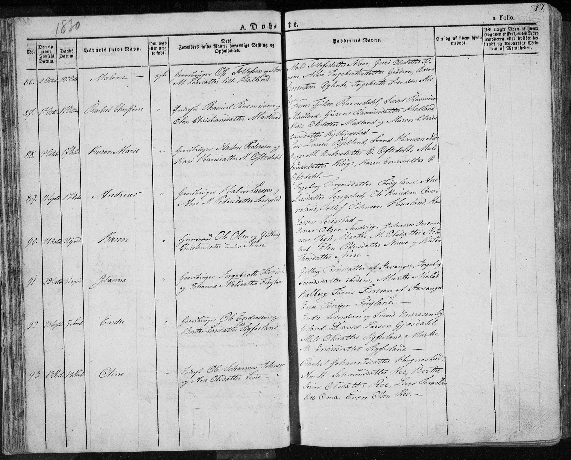 Lye sokneprestkontor, AV/SAST-A-101794/001/30BA/L0004: Parish register (official) no. A 4, 1826-1841, p. 47