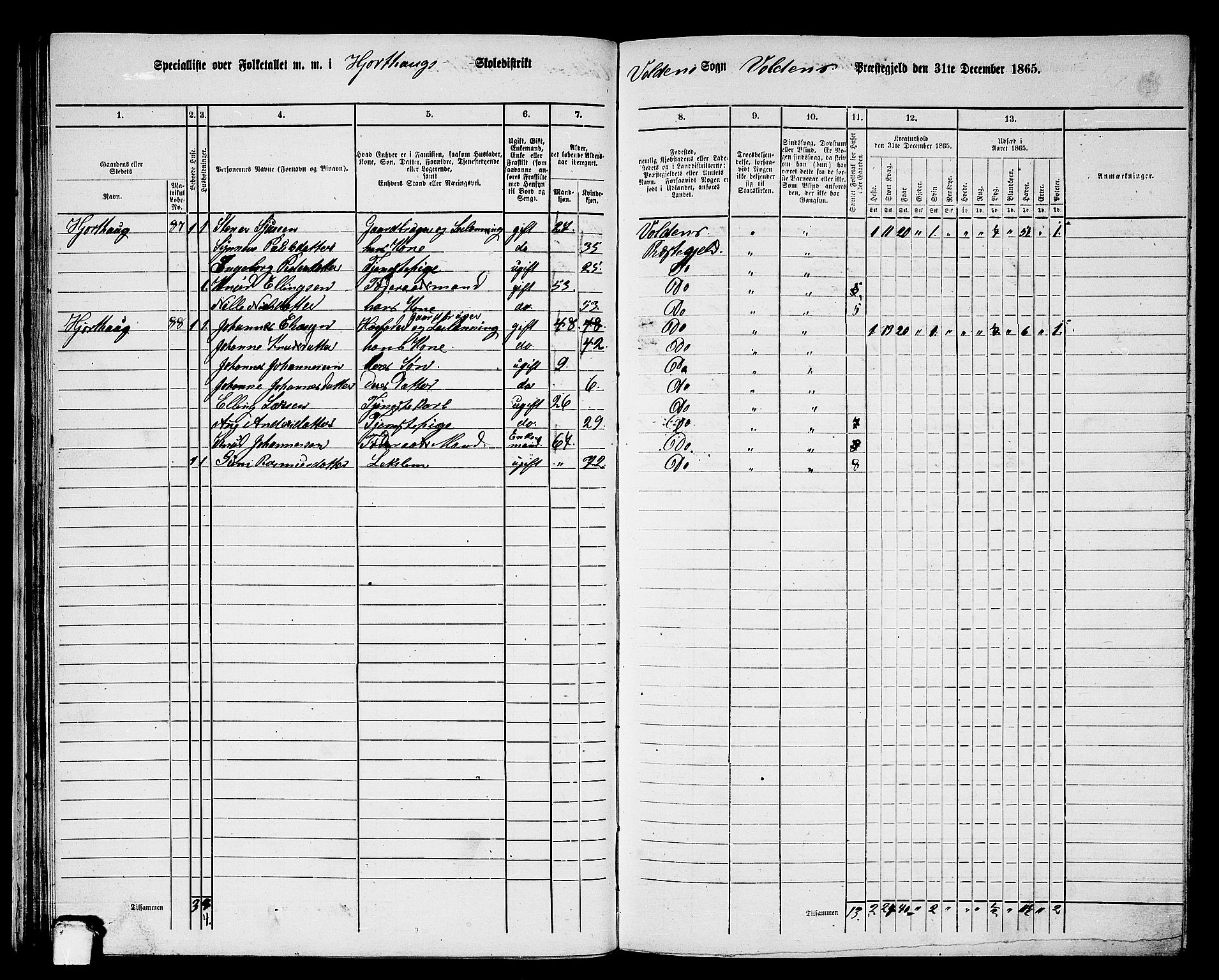 RA, 1865 census for Volda, 1865, p. 53