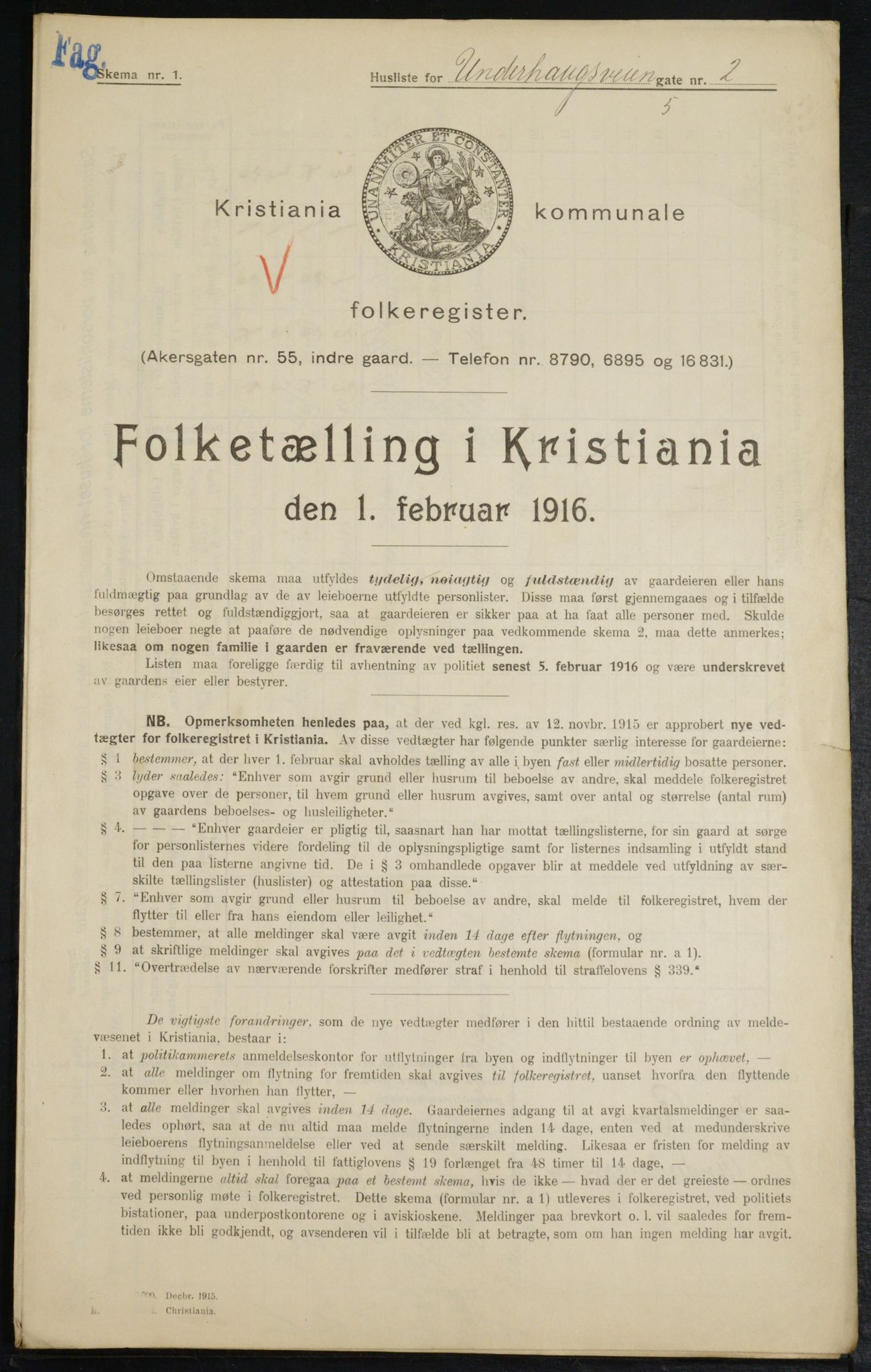 OBA, Municipal Census 1916 for Kristiania, 1916, p. 123500