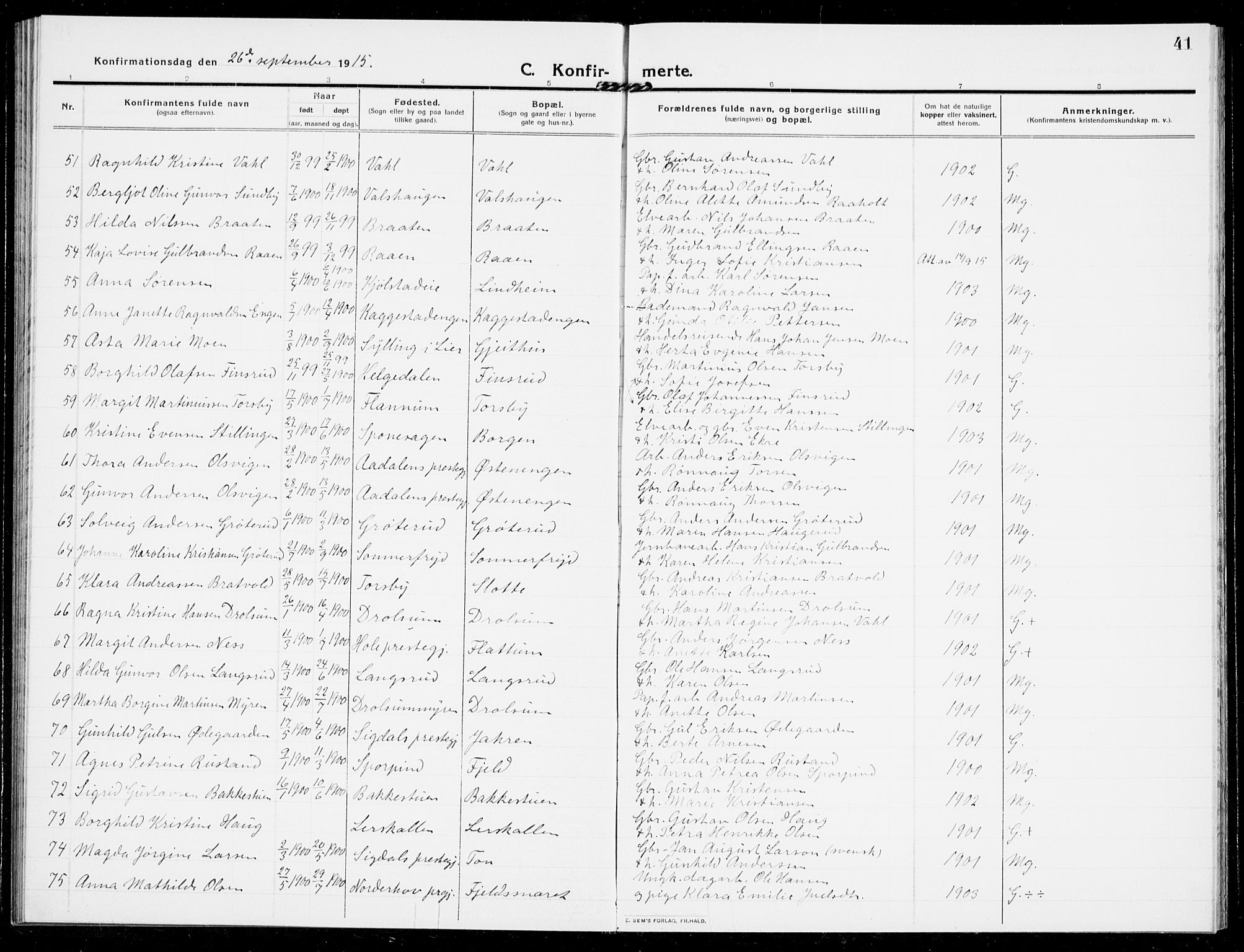 Modum kirkebøker, AV/SAKO-A-234/G/Ga/L0010: Parish register (copy) no. I 10, 1909-1923, p. 41