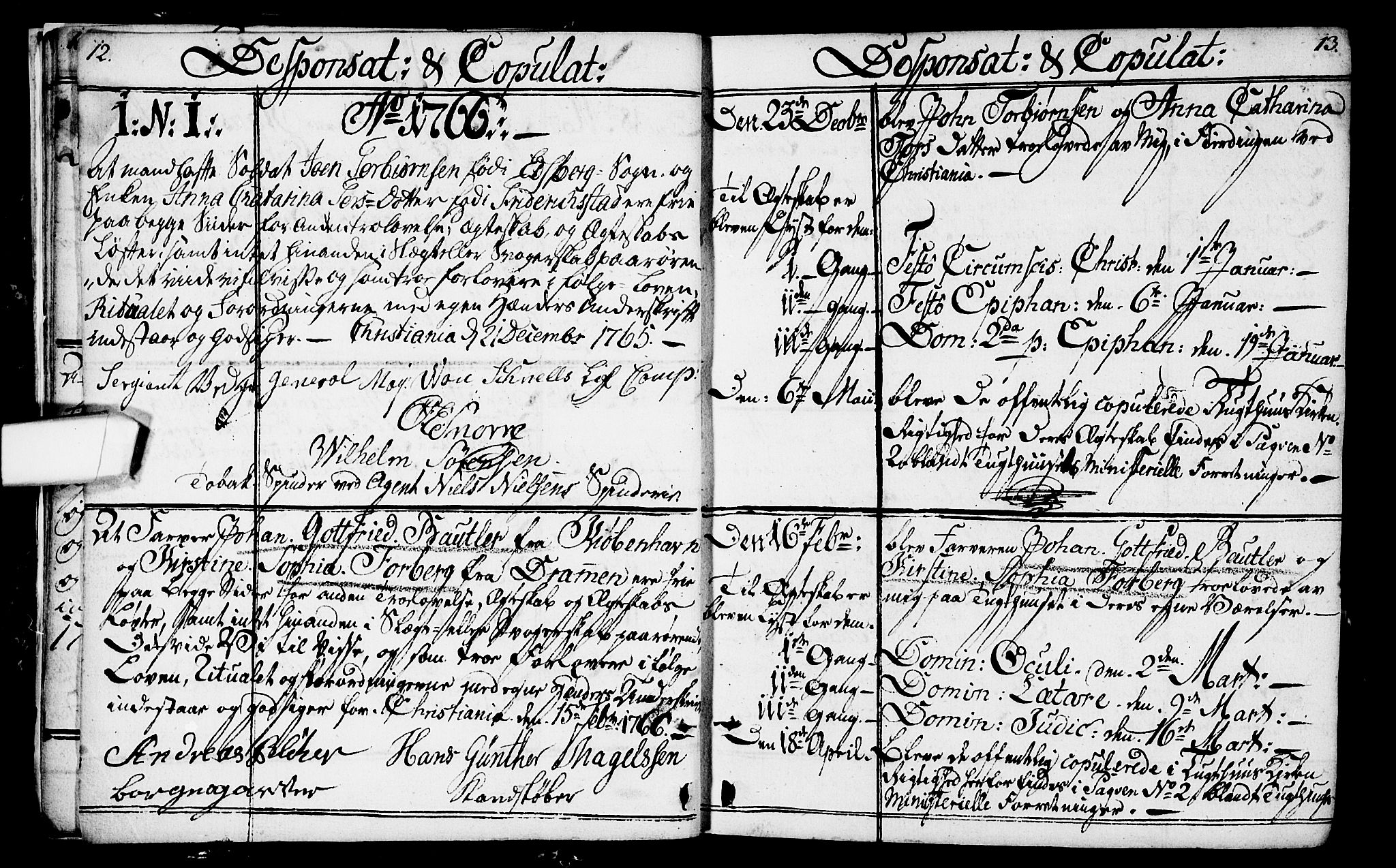 Kristiania tukthusprest Kirkebøker, SAO/A-10881/F/Fa/L0001: Parish register (official) no. 1, 1758-1828, p. 12-13
