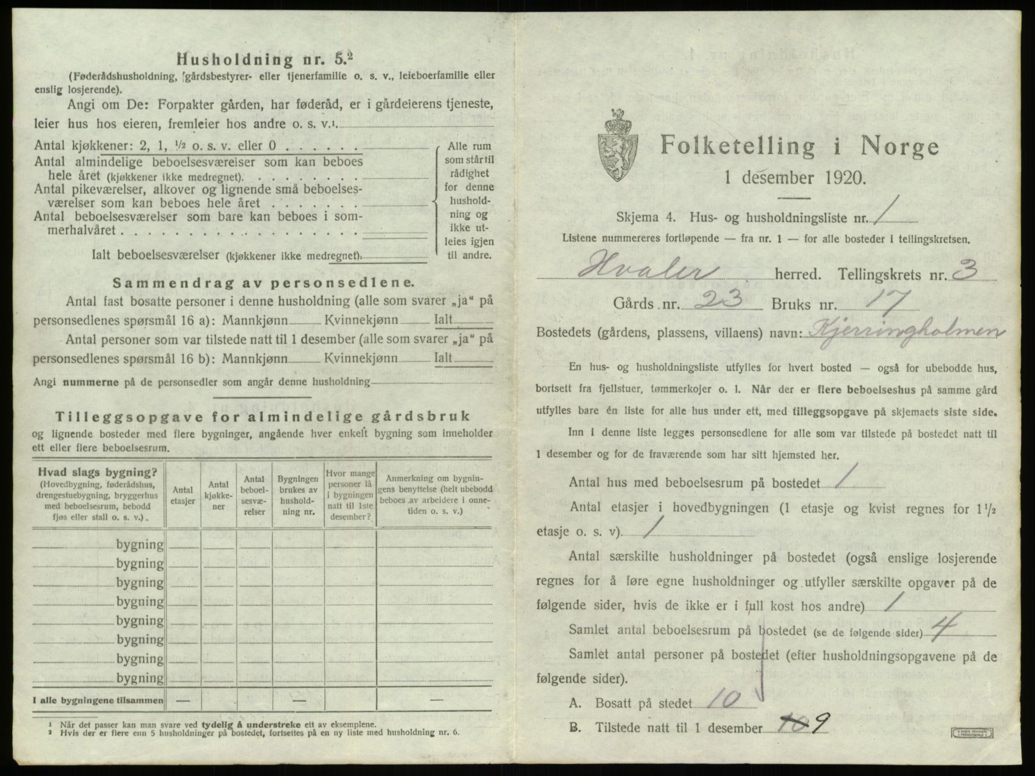 SAO, 1920 census for Hvaler, 1920, p. 558