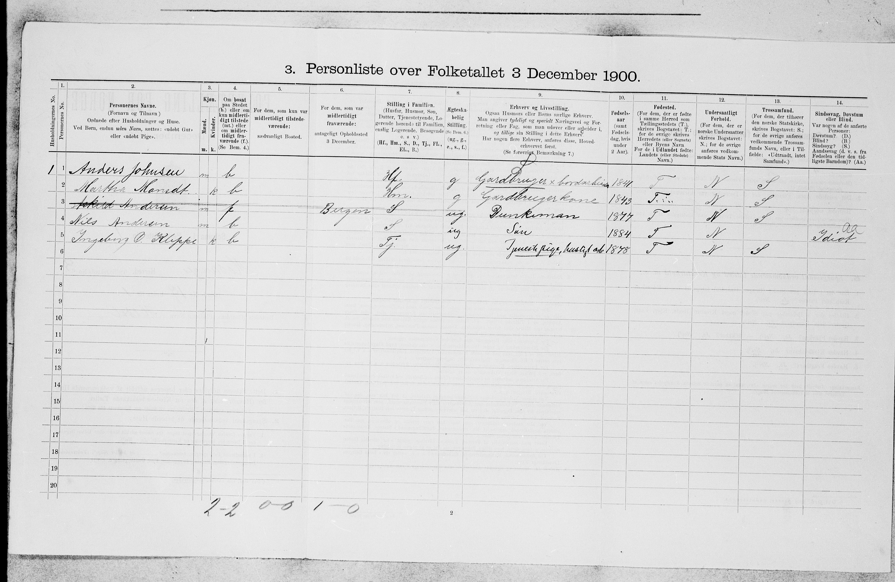 SAB, 1900 census for Hosanger, 1900, p. 49