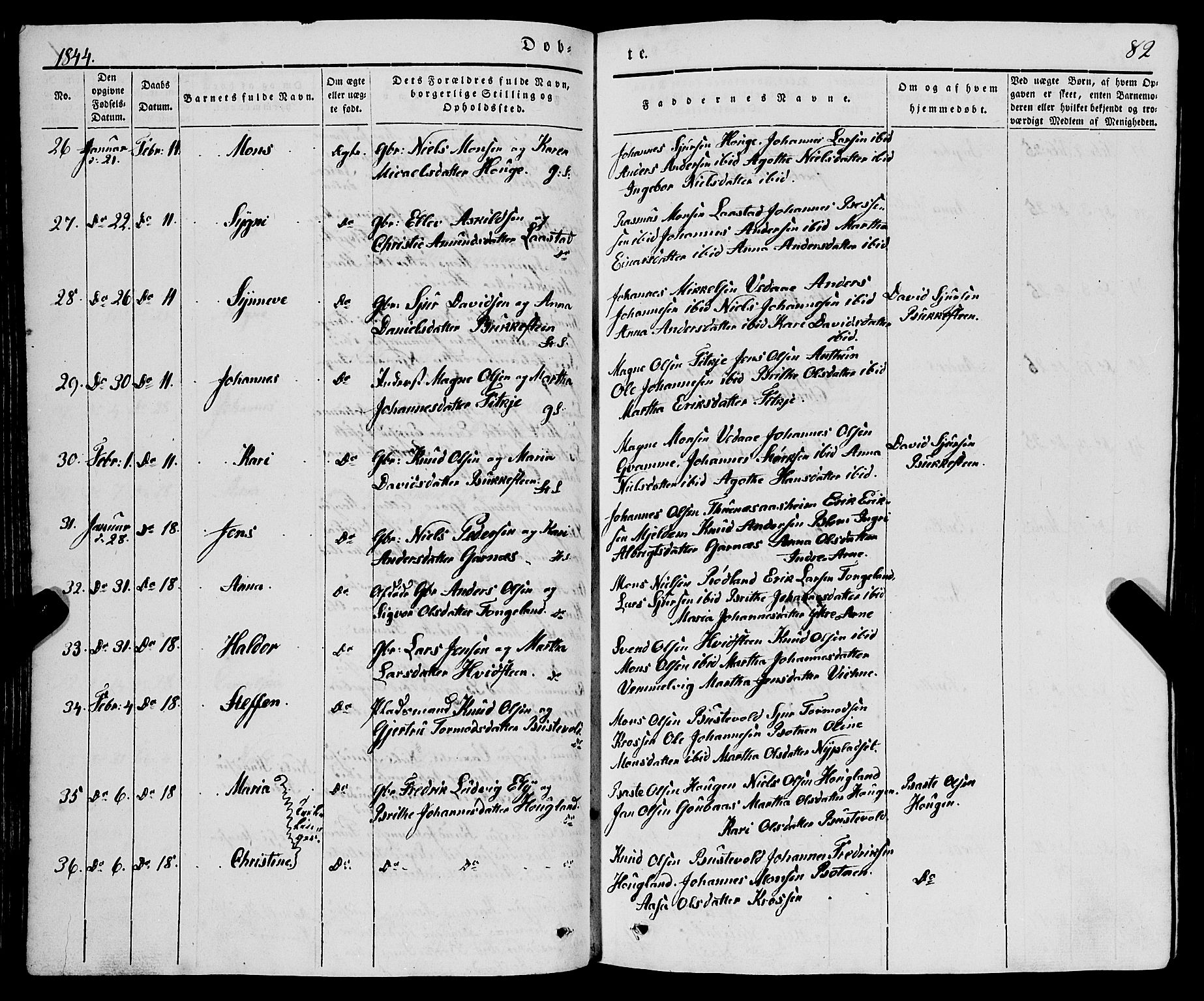 Haus sokneprestembete, AV/SAB-A-75601/H/Haa: Parish register (official) no. A 15, 1838-1847, p. 82