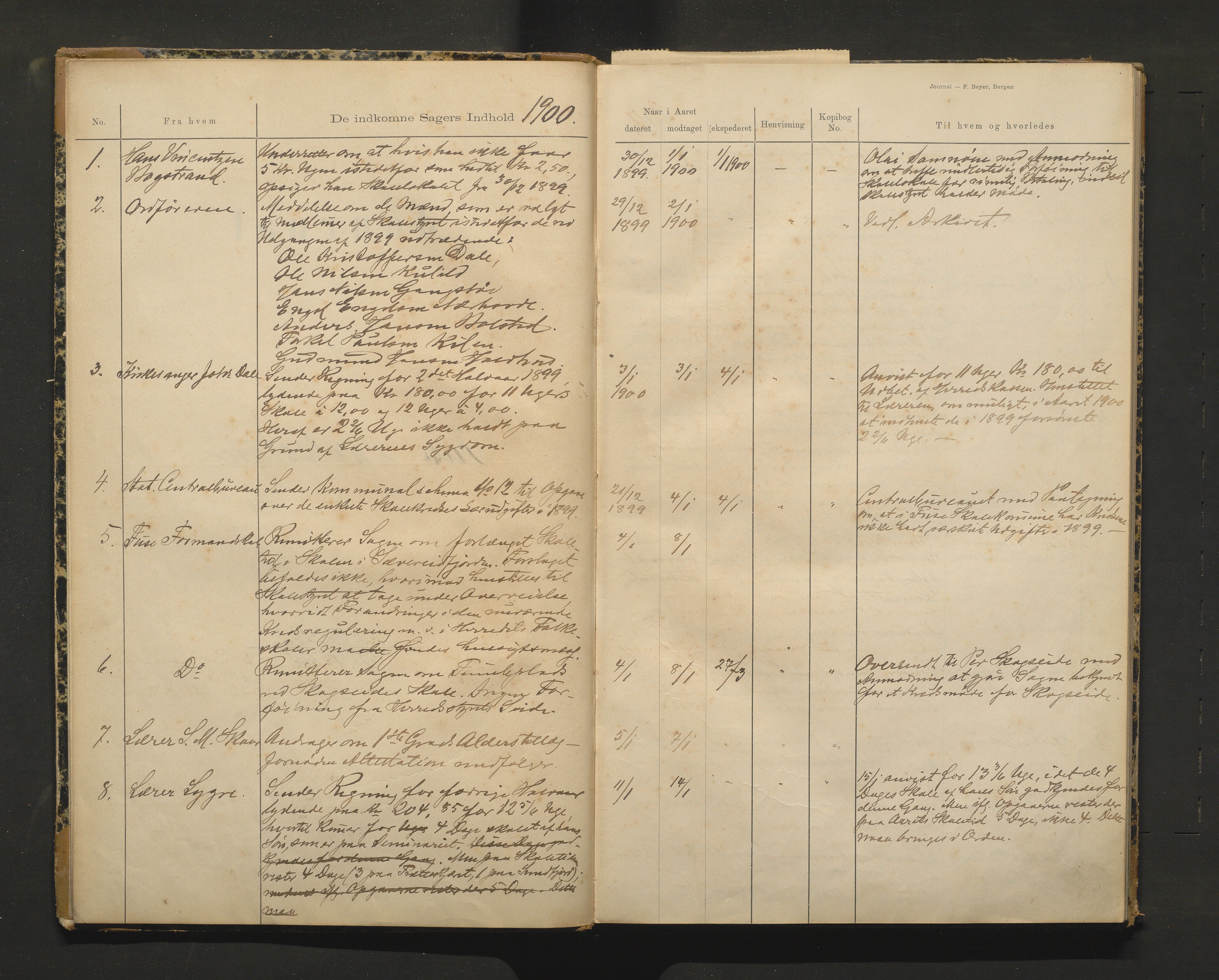 Fusa kommune. Skulestyret, IKAH/1241-211/C/Cb/L0001: Postjournal for Fusa skulestyre , 1900-1911