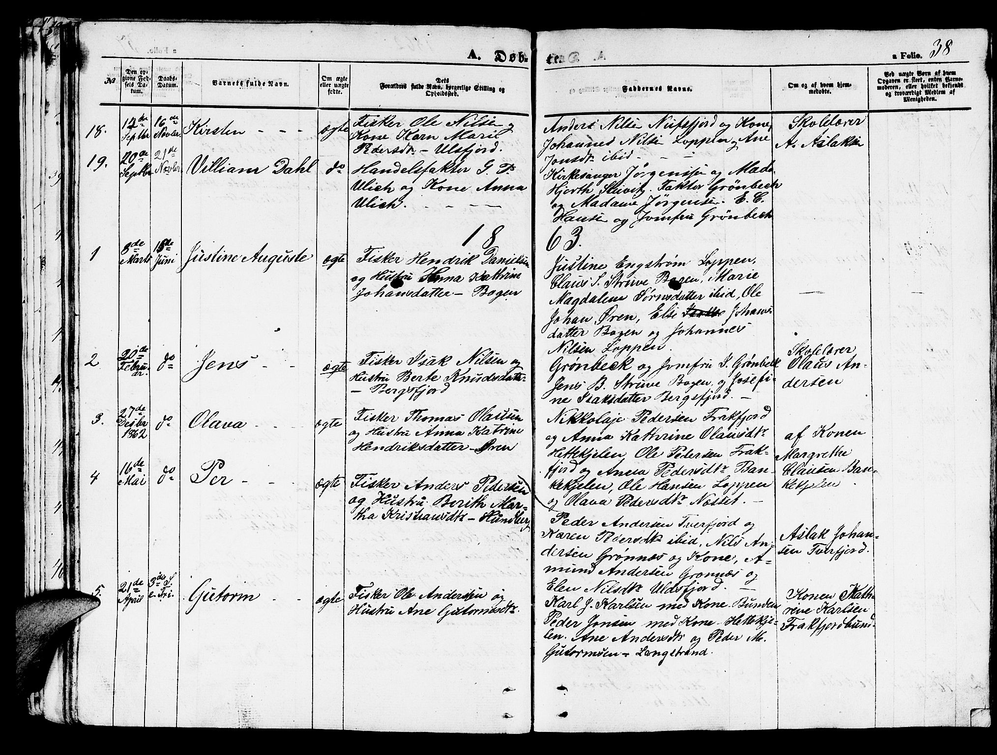 Loppa sokneprestkontor, SATØ/S-1339/H/Hb/L0002klokker: Parish register (copy) no. 2, 1850-1880, p. 38