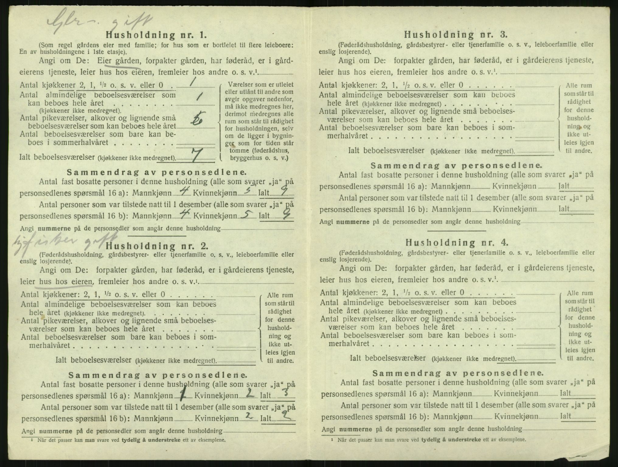 SAT, 1920 census for Borge, 1920, p. 442