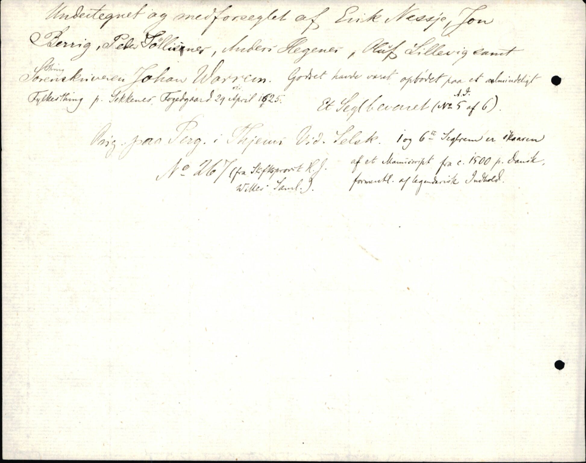 Riksarkivets diplomsamling, AV/RA-EA-5965/F35/F35d/L0003: Innlånte diplomer, seddelregister, 1621-1642, p. 110