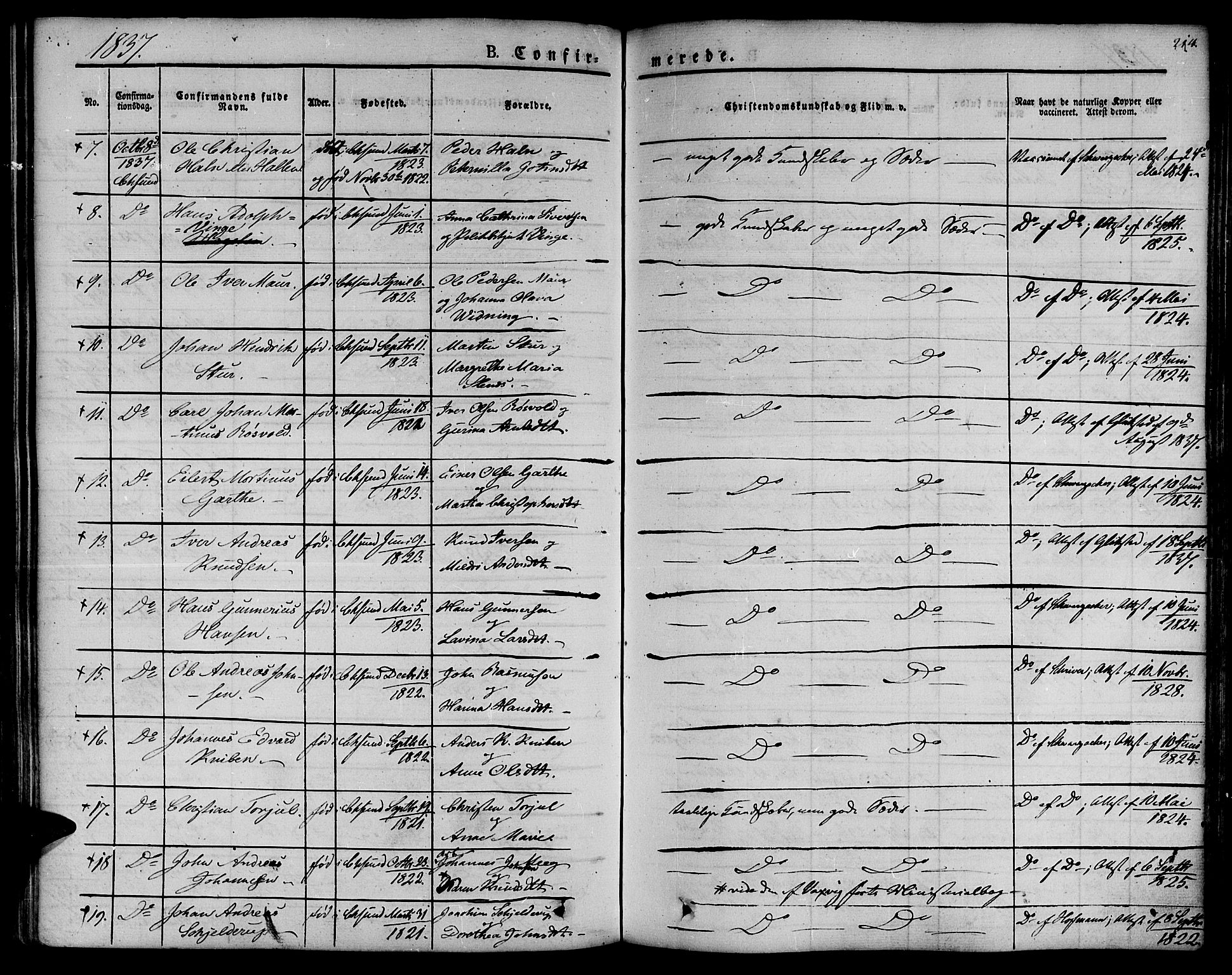 Ministerialprotokoller, klokkerbøker og fødselsregistre - Møre og Romsdal, AV/SAT-A-1454/572/L0843: Parish register (official) no. 572A06, 1832-1842, p. 214