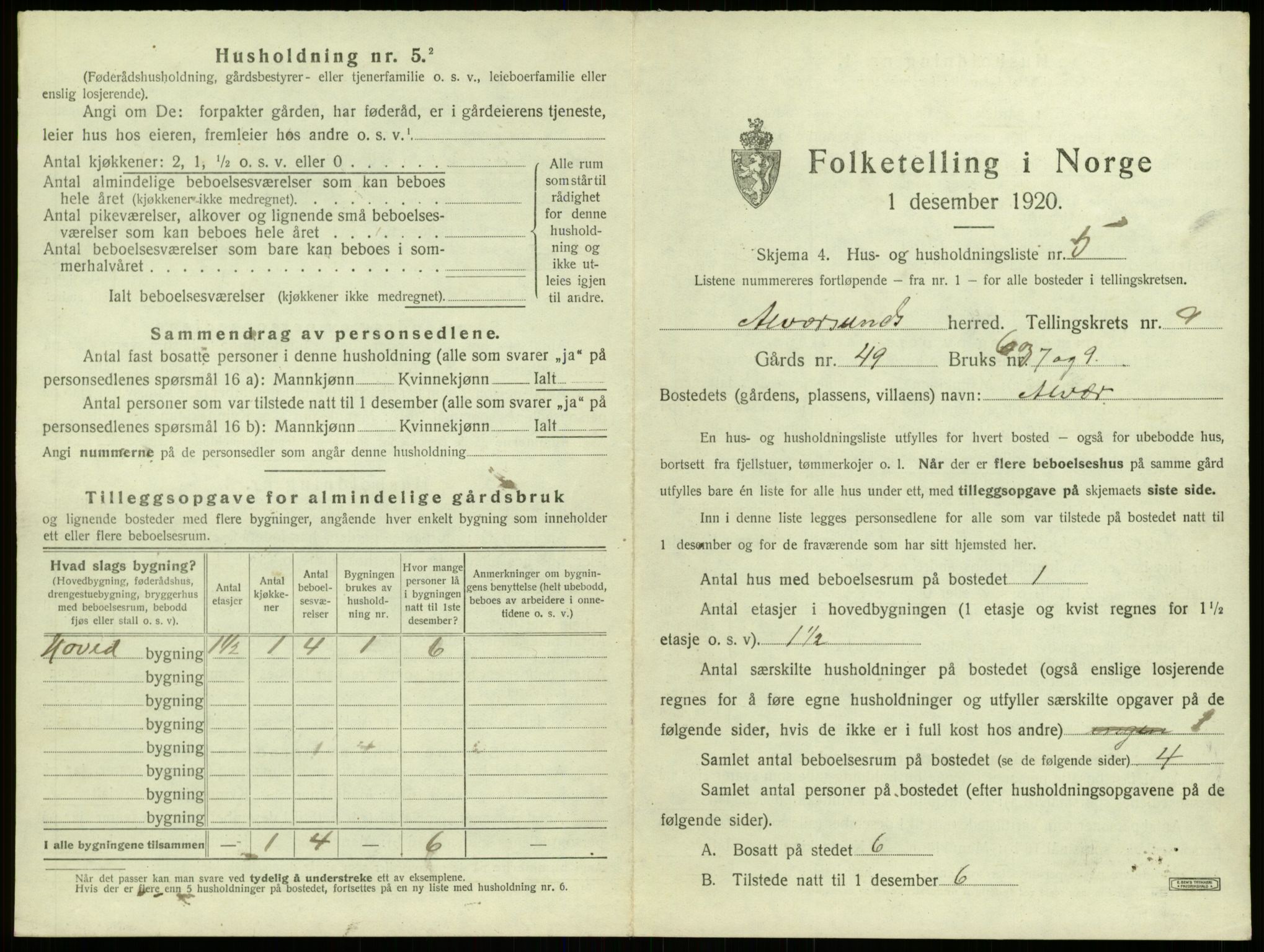 SAB, 1920 census for Alversund, 1920, p. 678