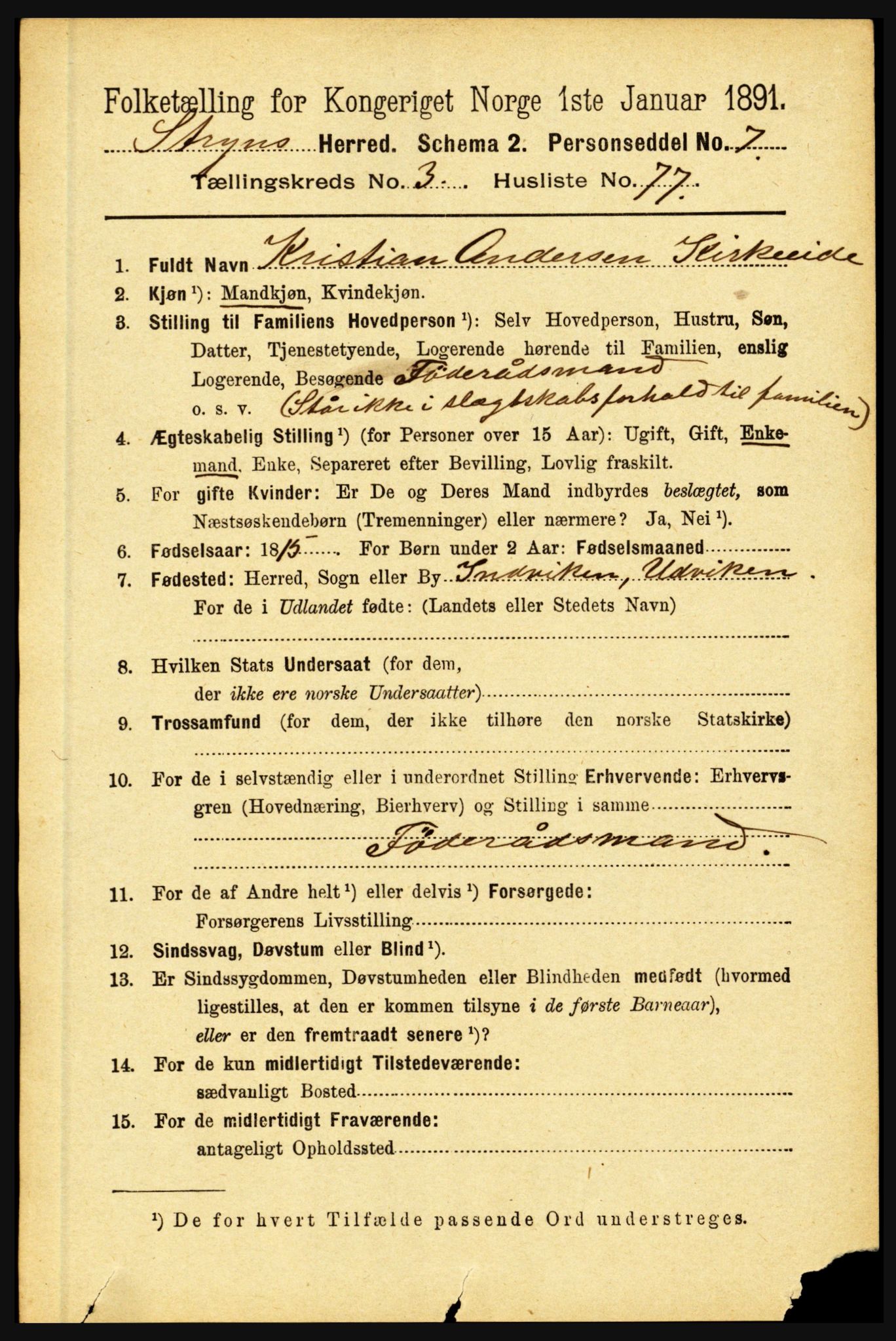 RA, 1891 census for 1448 Stryn, 1891, p. 1573