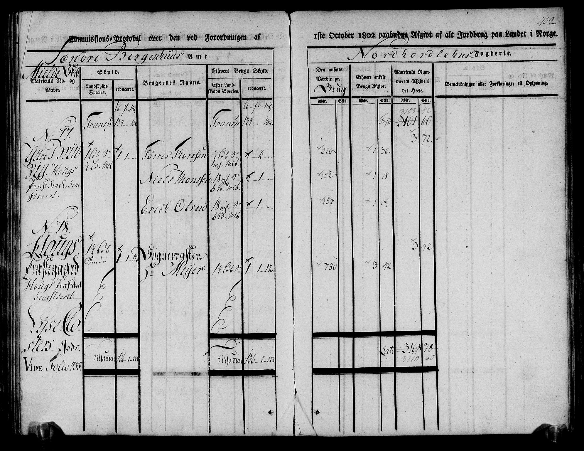 Rentekammeret inntil 1814, Realistisk ordnet avdeling, AV/RA-EA-4070/N/Ne/Nea/L0111: Nordhordland og Voss fogderi. Kommisjonsprotokoll for Nordhordland, 1803, p. 407