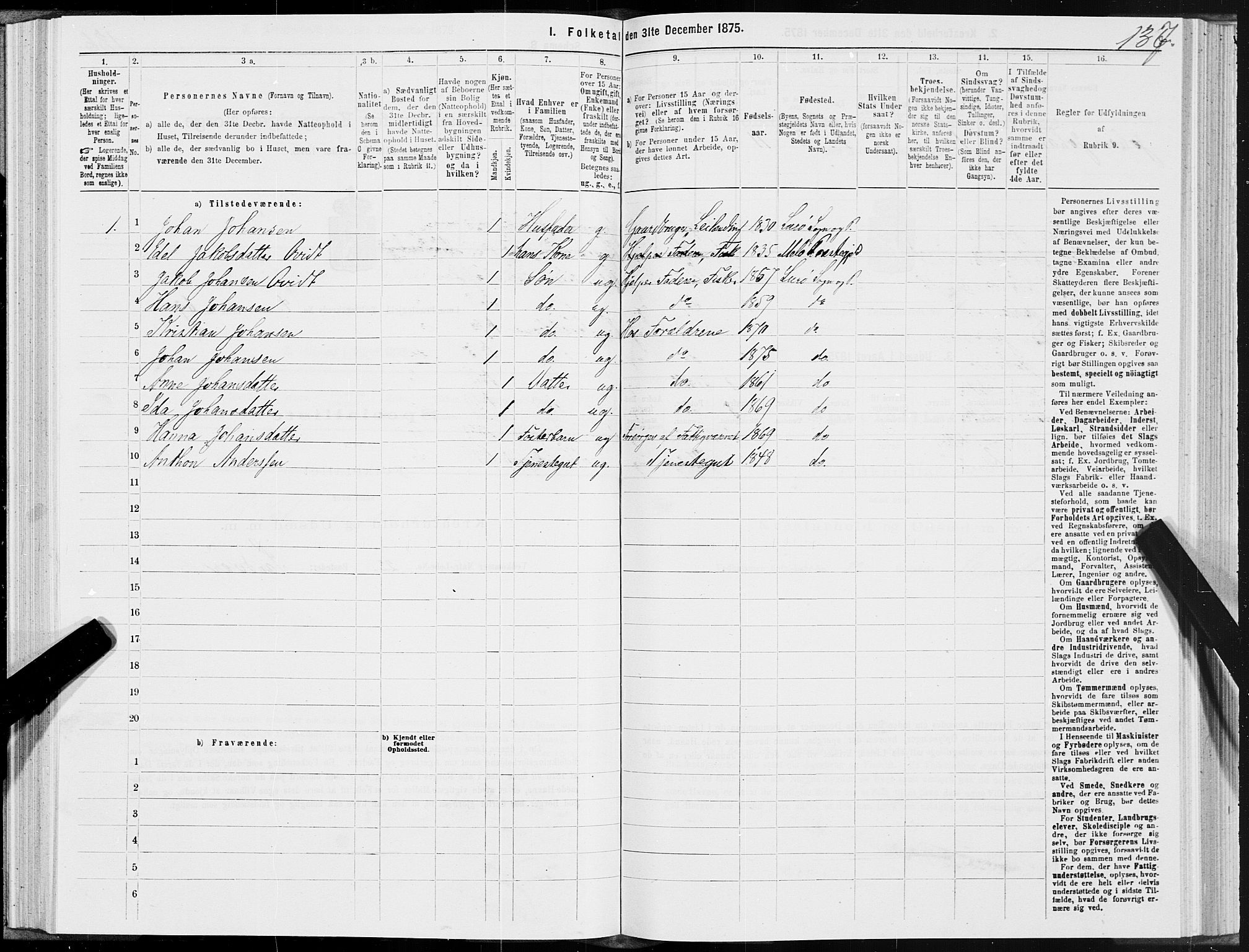 SAT, 1875 census for 1834P Lurøy, 1875, p. 3137