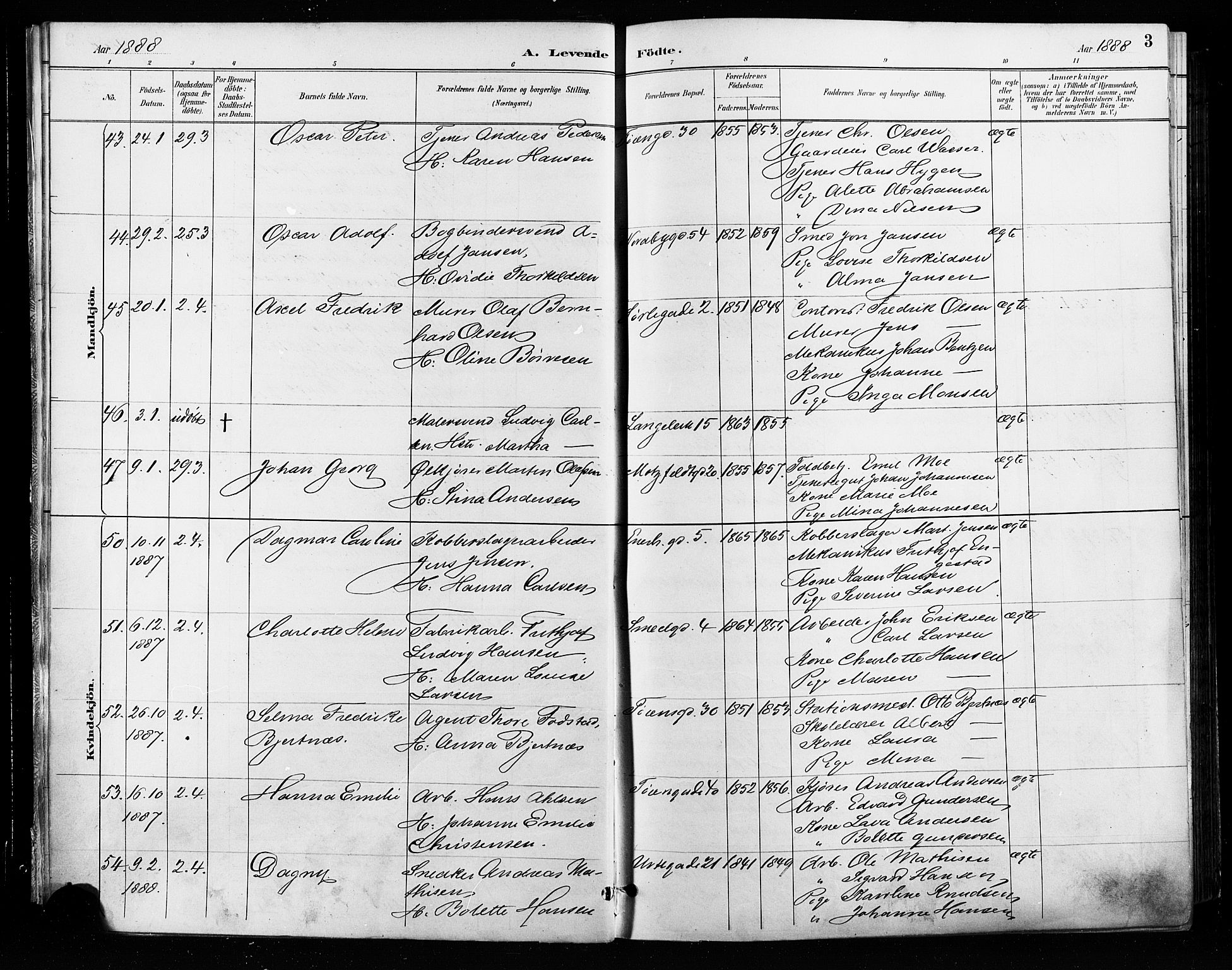 Grønland prestekontor Kirkebøker, SAO/A-10848/F/Fa/L0009: Parish register (official) no. 9, 1888-1893, p. 3