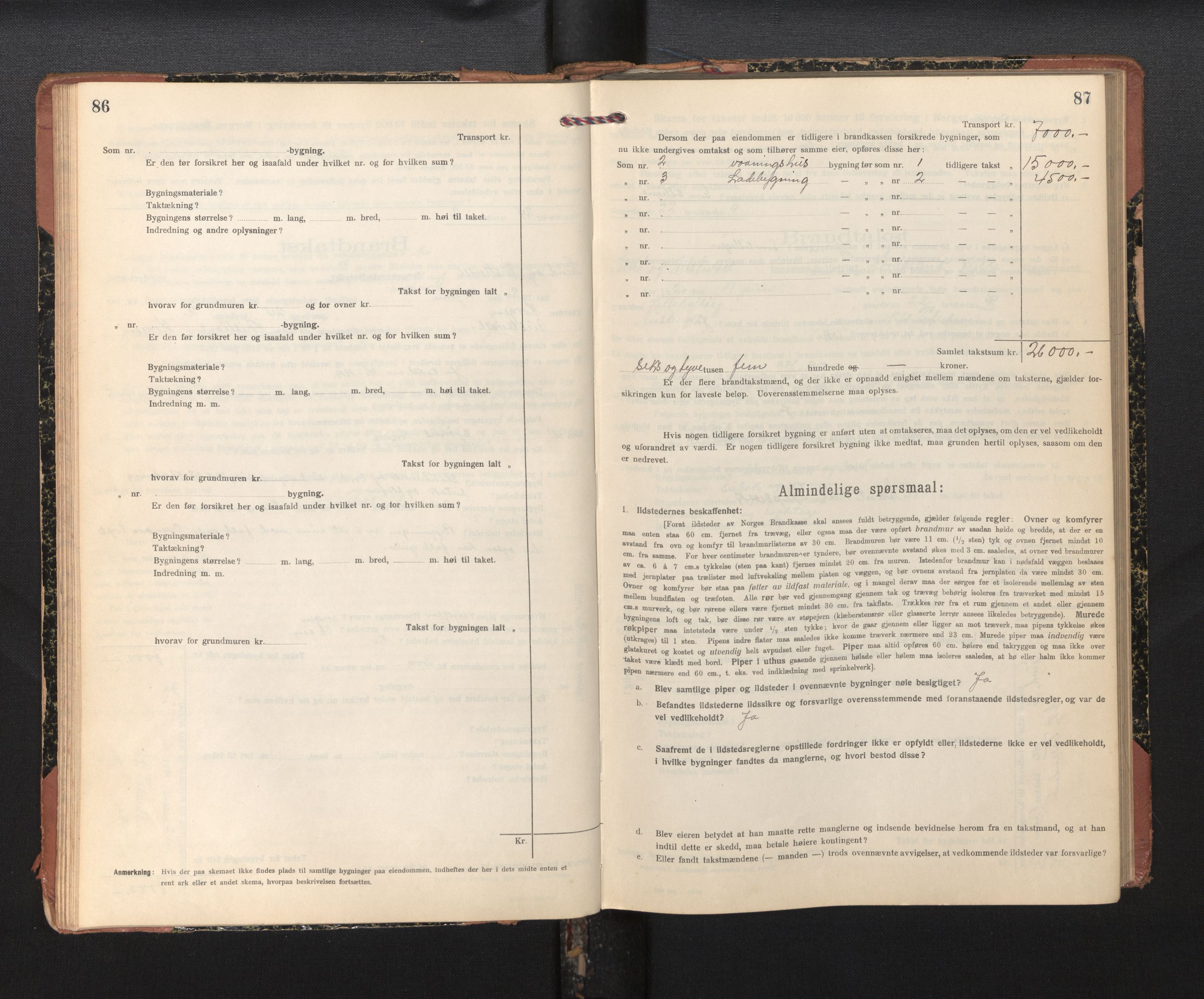 Lensmannen i Sund og Austevoll, SAB/A-35201/0012/L0004: Branntakstprotokoll, skjematakst, 1917-1949, p. 86-87