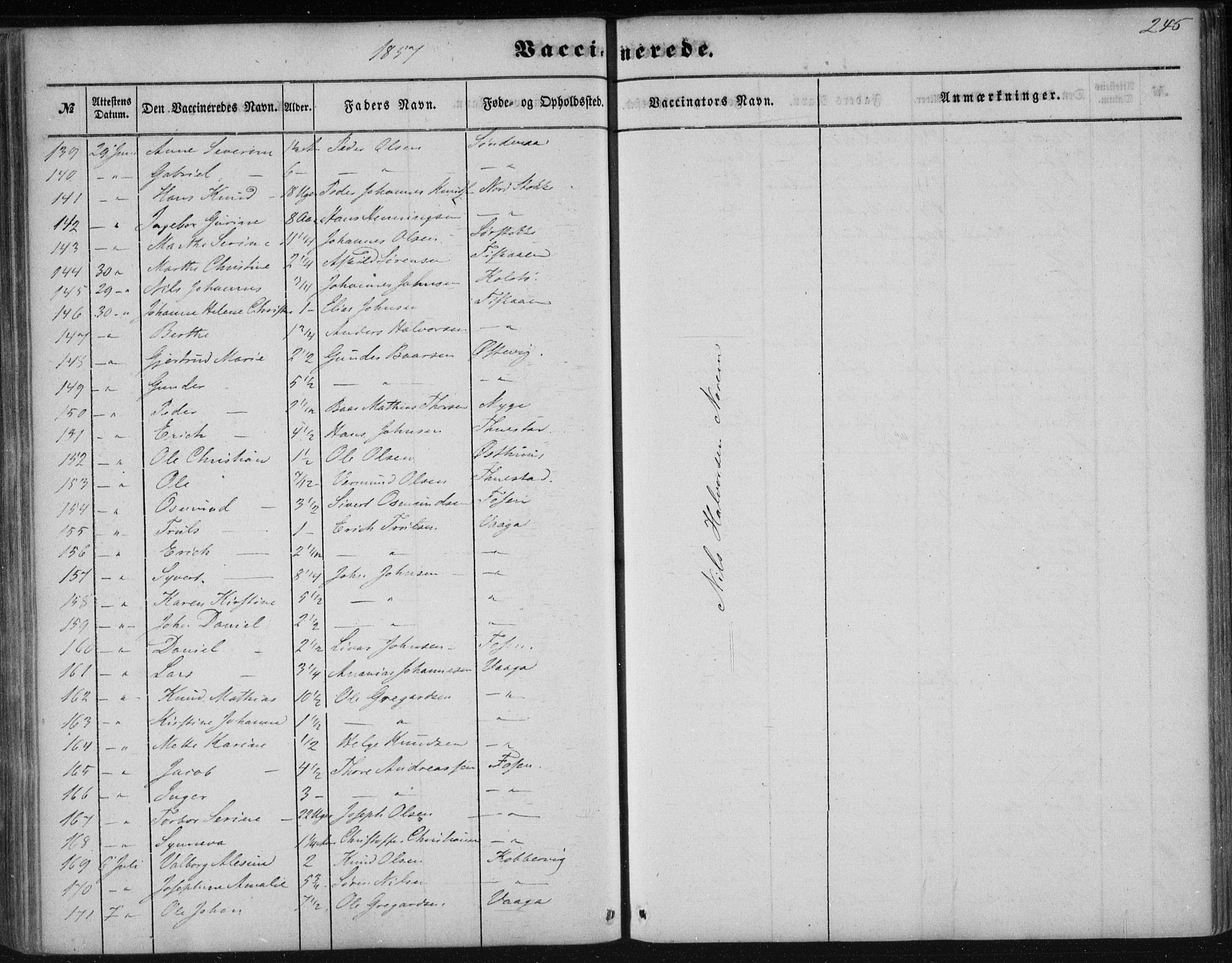 Avaldsnes sokneprestkontor, AV/SAST-A -101851/H/Ha/Haa/L0009: Parish register (official) no. A 9, 1853-1865, p. 245