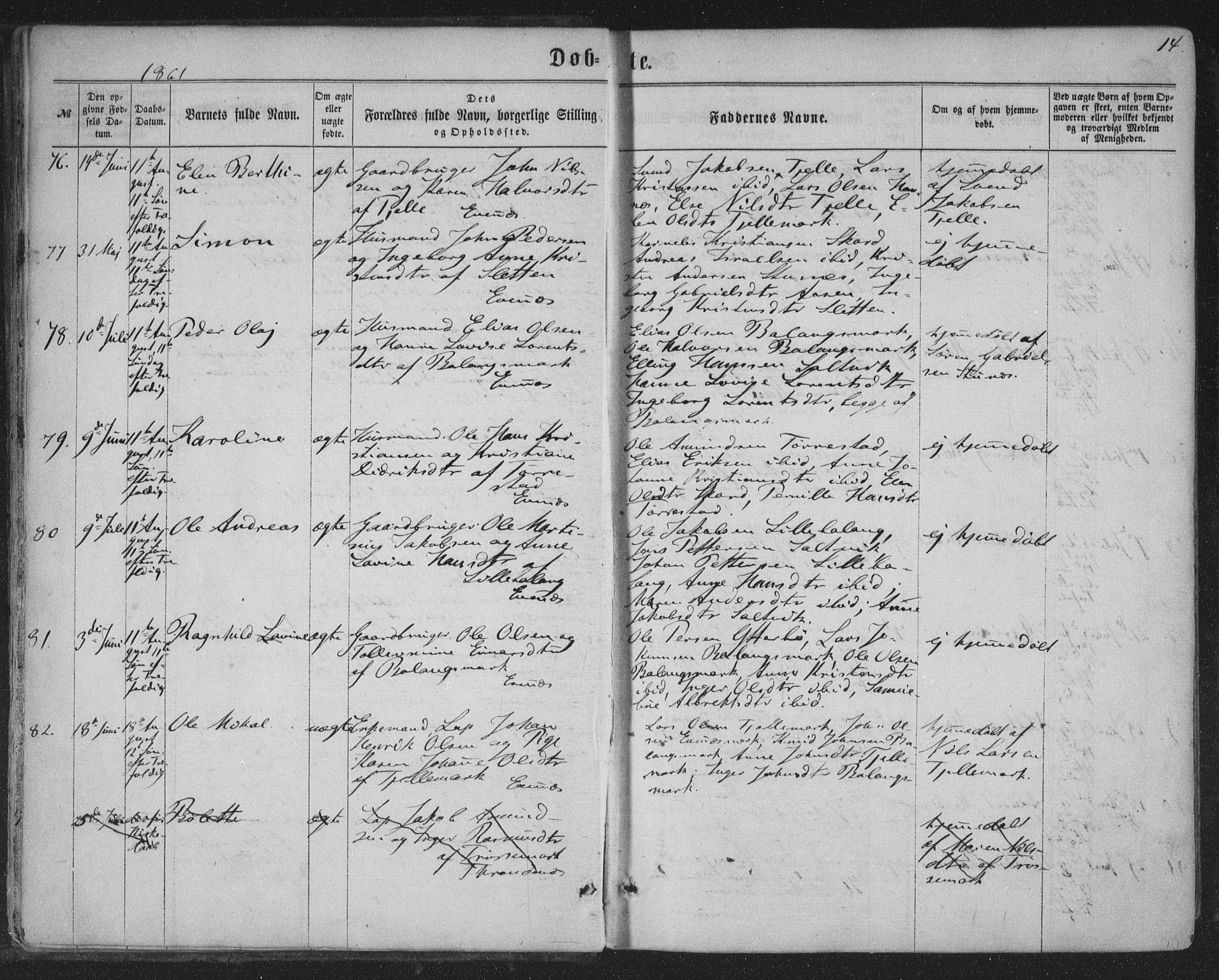 Ministerialprotokoller, klokkerbøker og fødselsregistre - Nordland, AV/SAT-A-1459/863/L0896: Parish register (official) no. 863A08, 1861-1871, p. 14