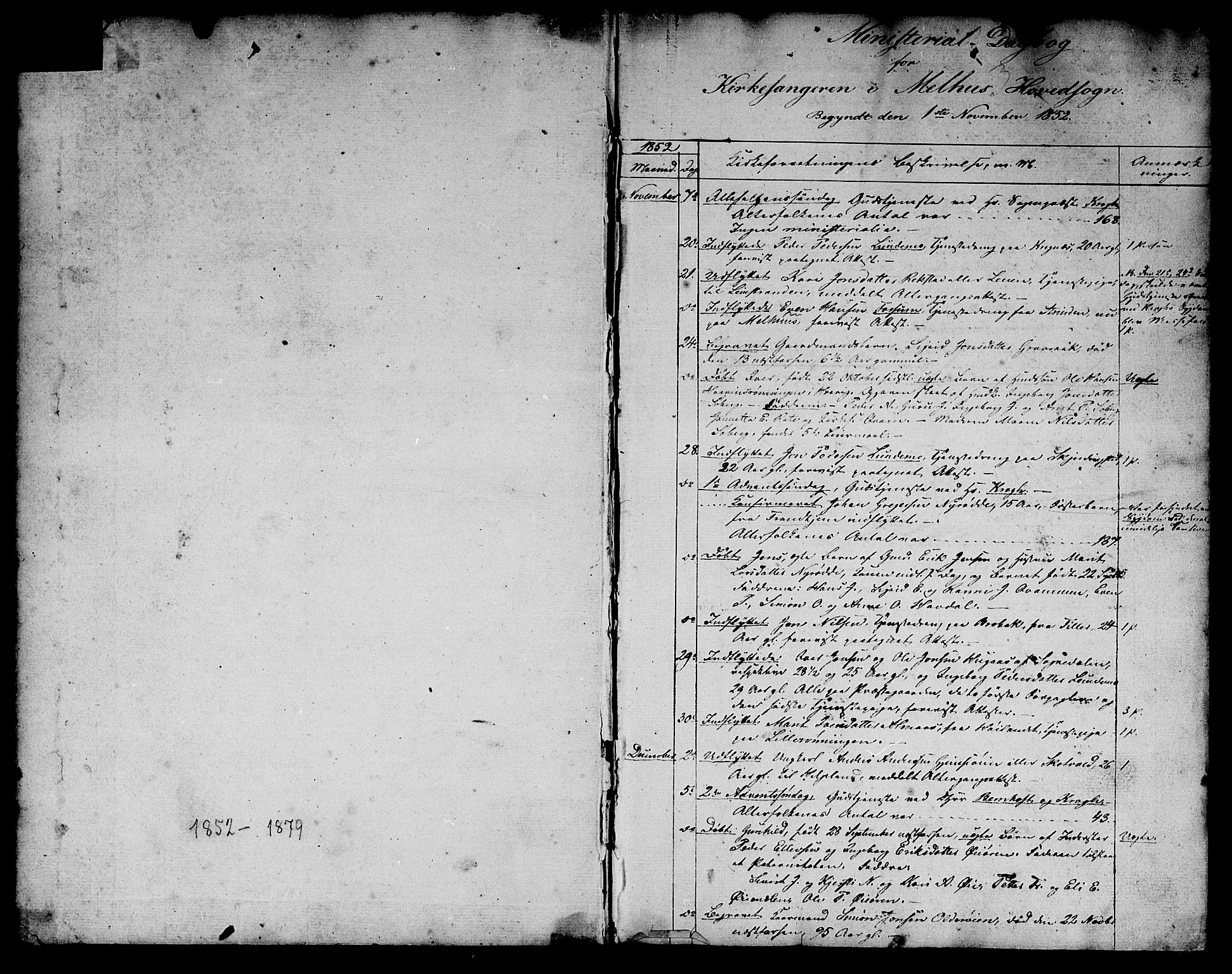 Ministerialprotokoller, klokkerbøker og fødselsregistre - Sør-Trøndelag, SAT/A-1456/691/L1093: Parish register (copy) no. 691C04, 1852-1879, p. 1