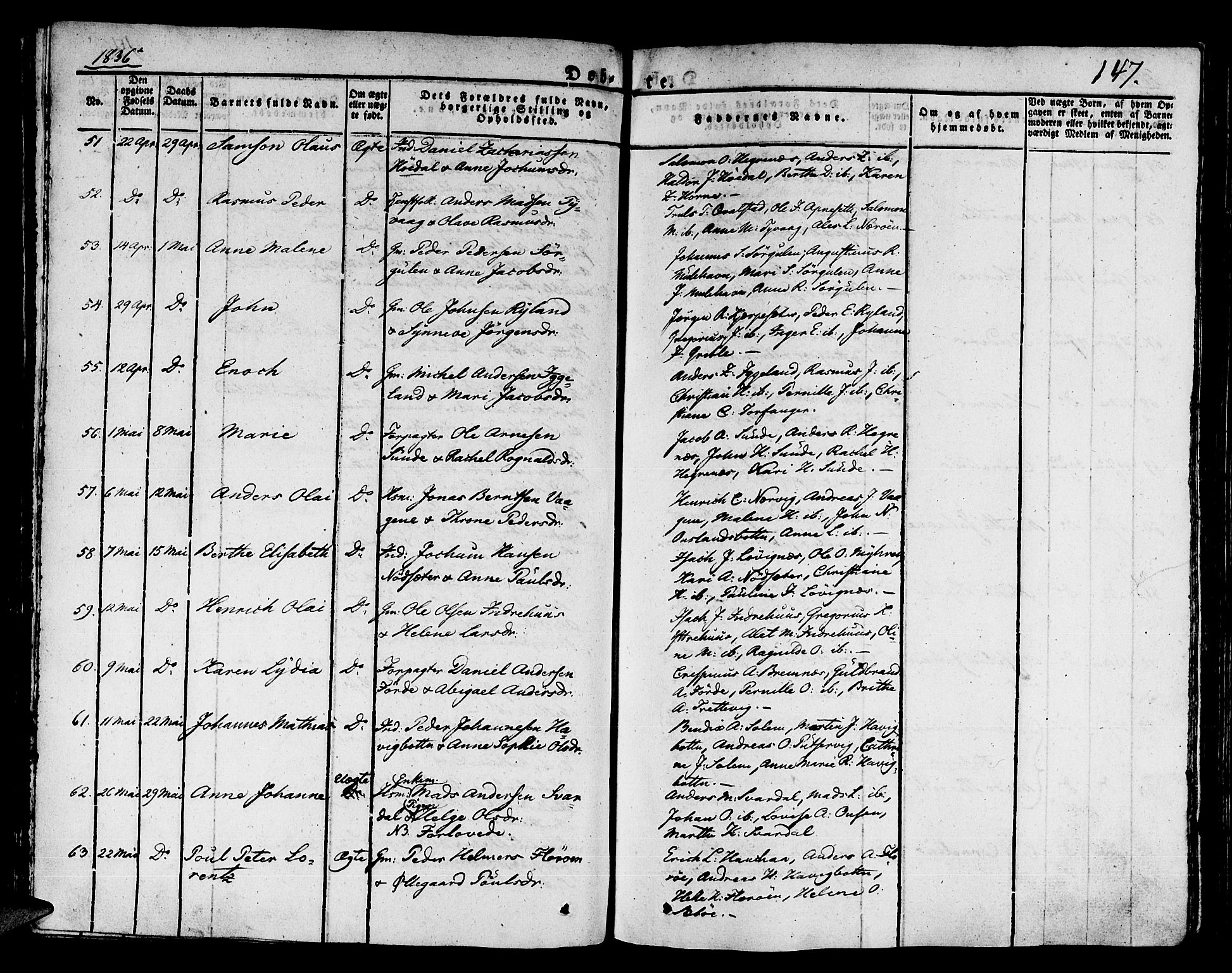 Kinn sokneprestembete, AV/SAB-A-80801/H/Haa/Haaa/L0004/0001: Parish register (official) no. A 4I, 1822-1840, p. 147