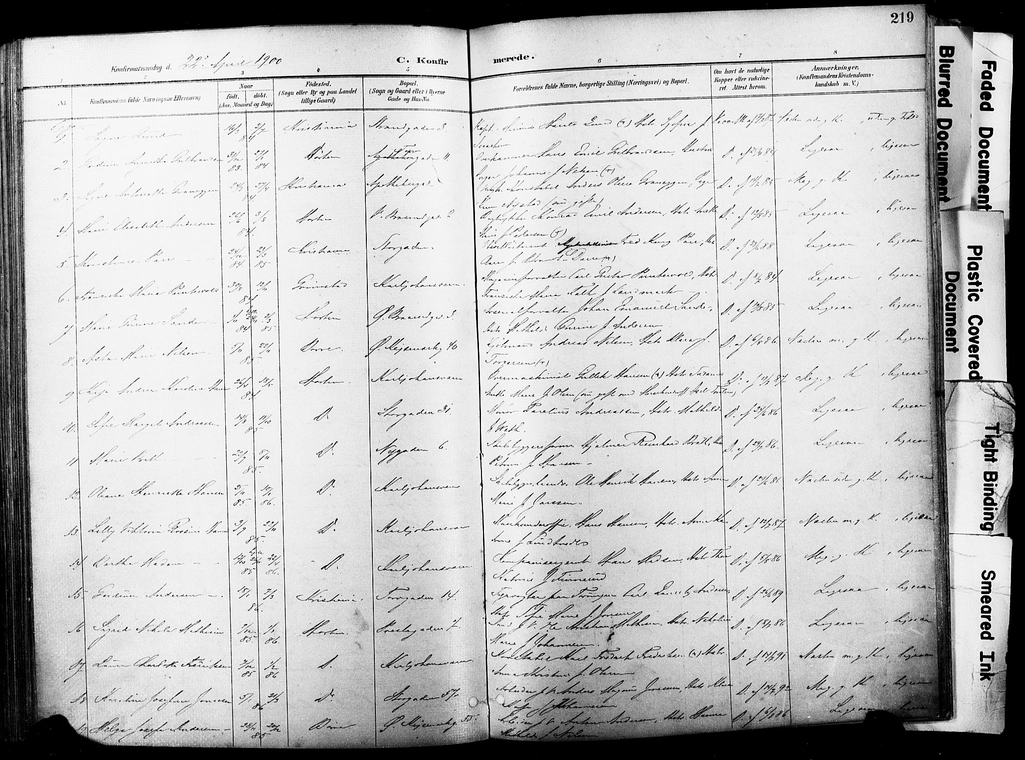 Horten kirkebøker, AV/SAKO-A-348/F/Fa/L0005: Parish register (official) no. 5, 1896-1904, p. 219