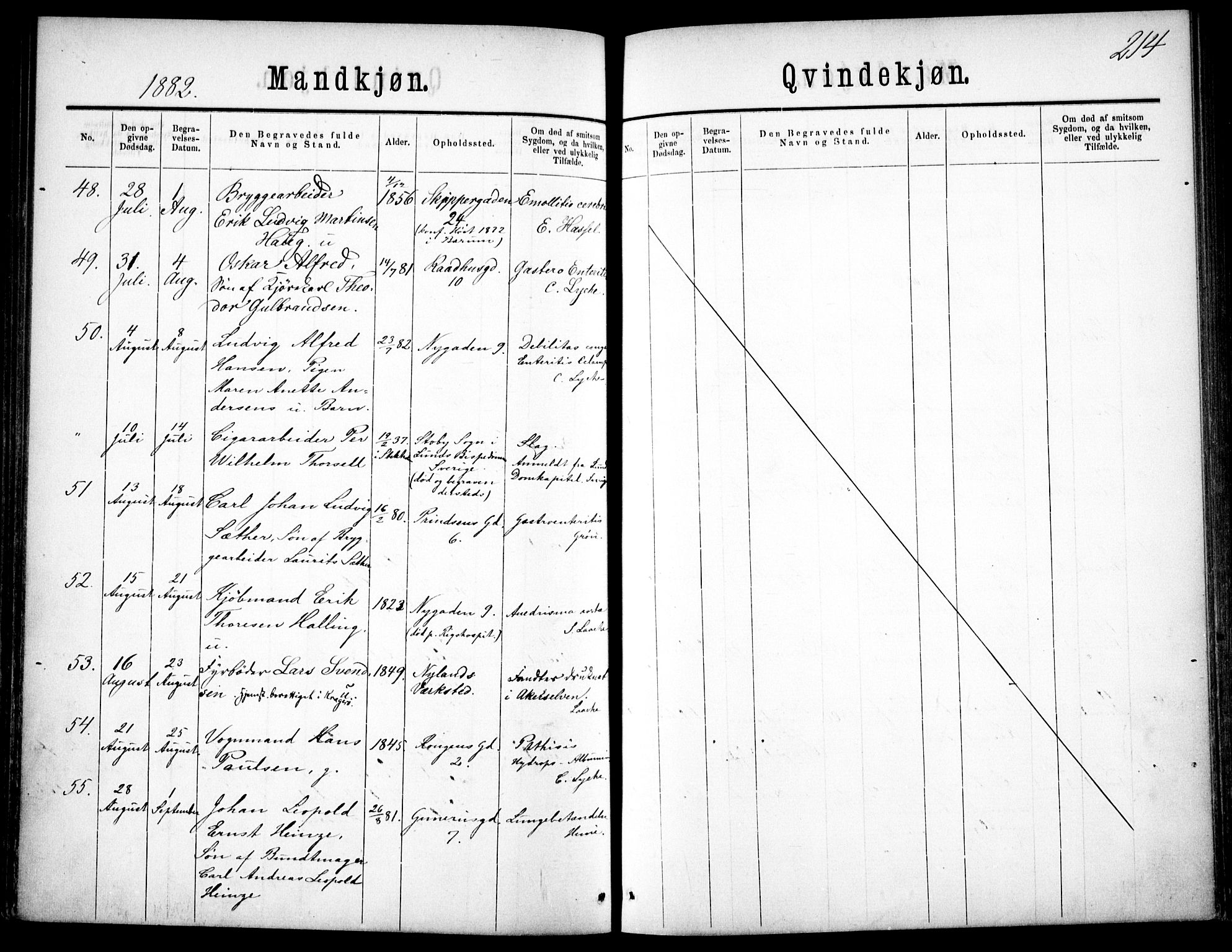 Oslo domkirke Kirkebøker, SAO/A-10752/F/Fa/L0026: Parish register (official) no. 26, 1867-1884, p. 214