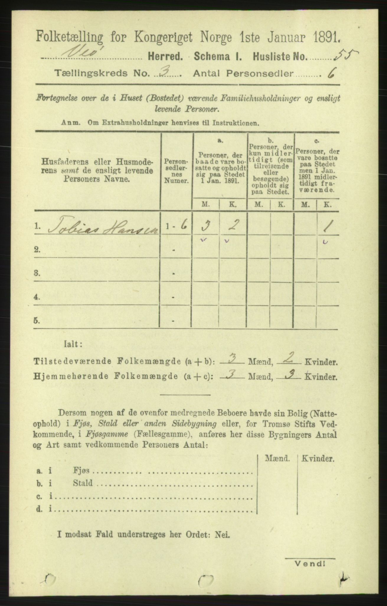 RA, 1891 census for 1541 Veøy, 1891, p. 1415