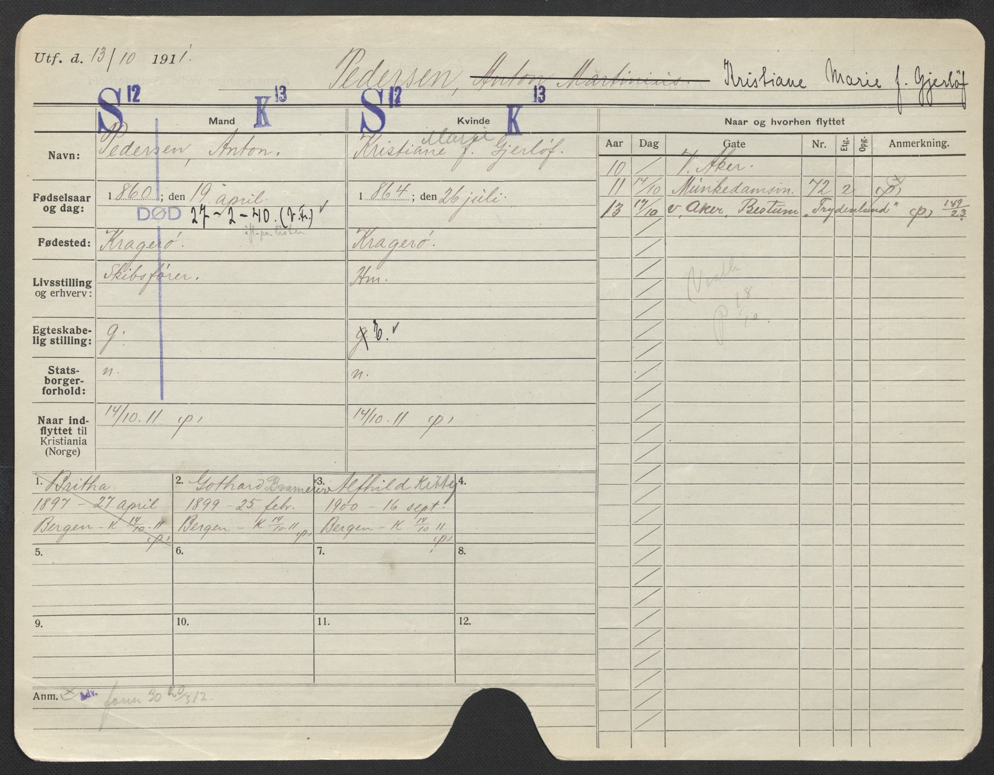 Oslo folkeregister, Registerkort, SAO/A-11715/F/Fa/Fac/L0022: Kvinner, 1906-1914, p. 774a